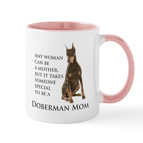 White/Pink Inside - Doberman Mom Mugs
