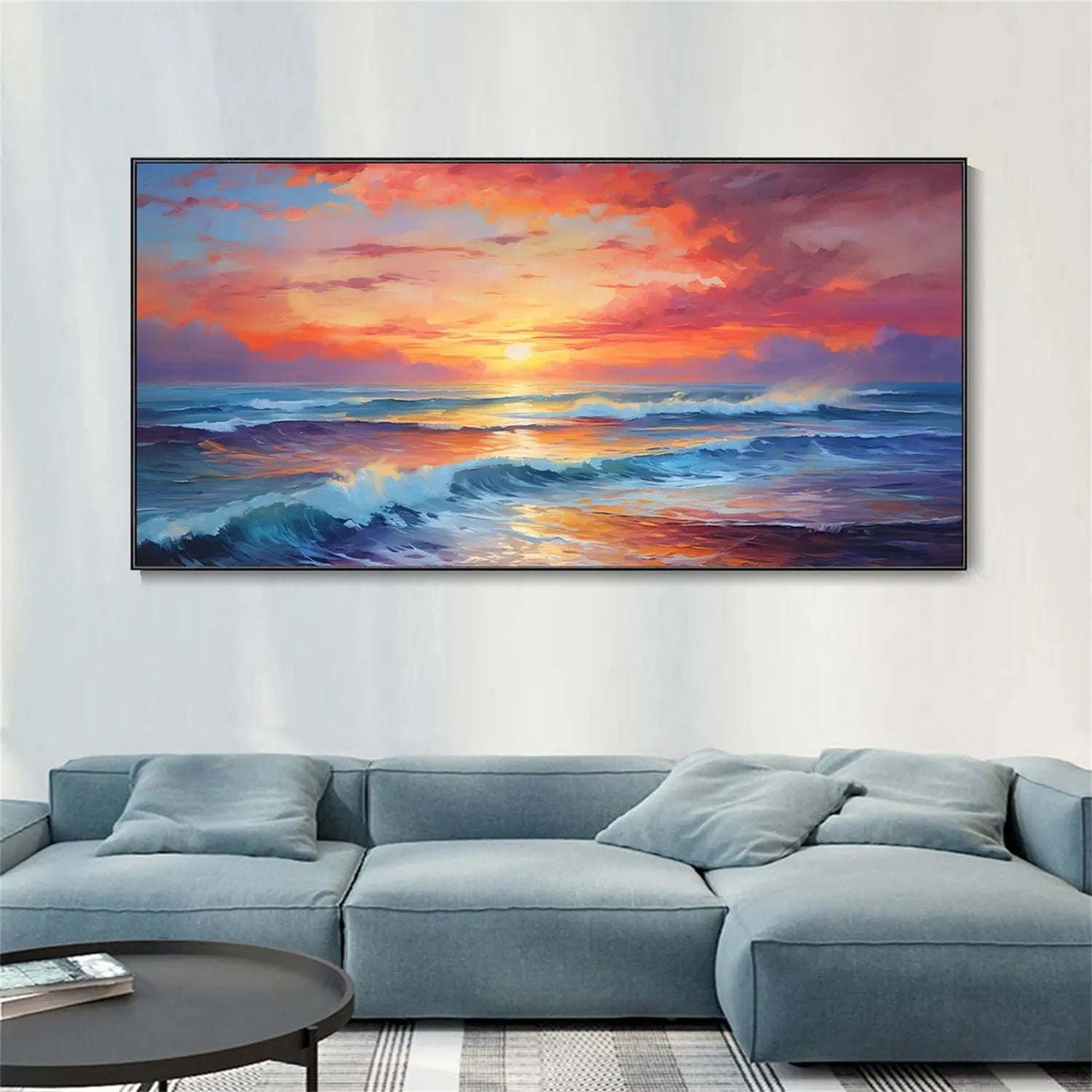 Ocean And Sky Painting #OS 169 - Handmade Canvas Wall Art for Home & Office Decor - Perfect for Living Room, Bedroom or Beach House