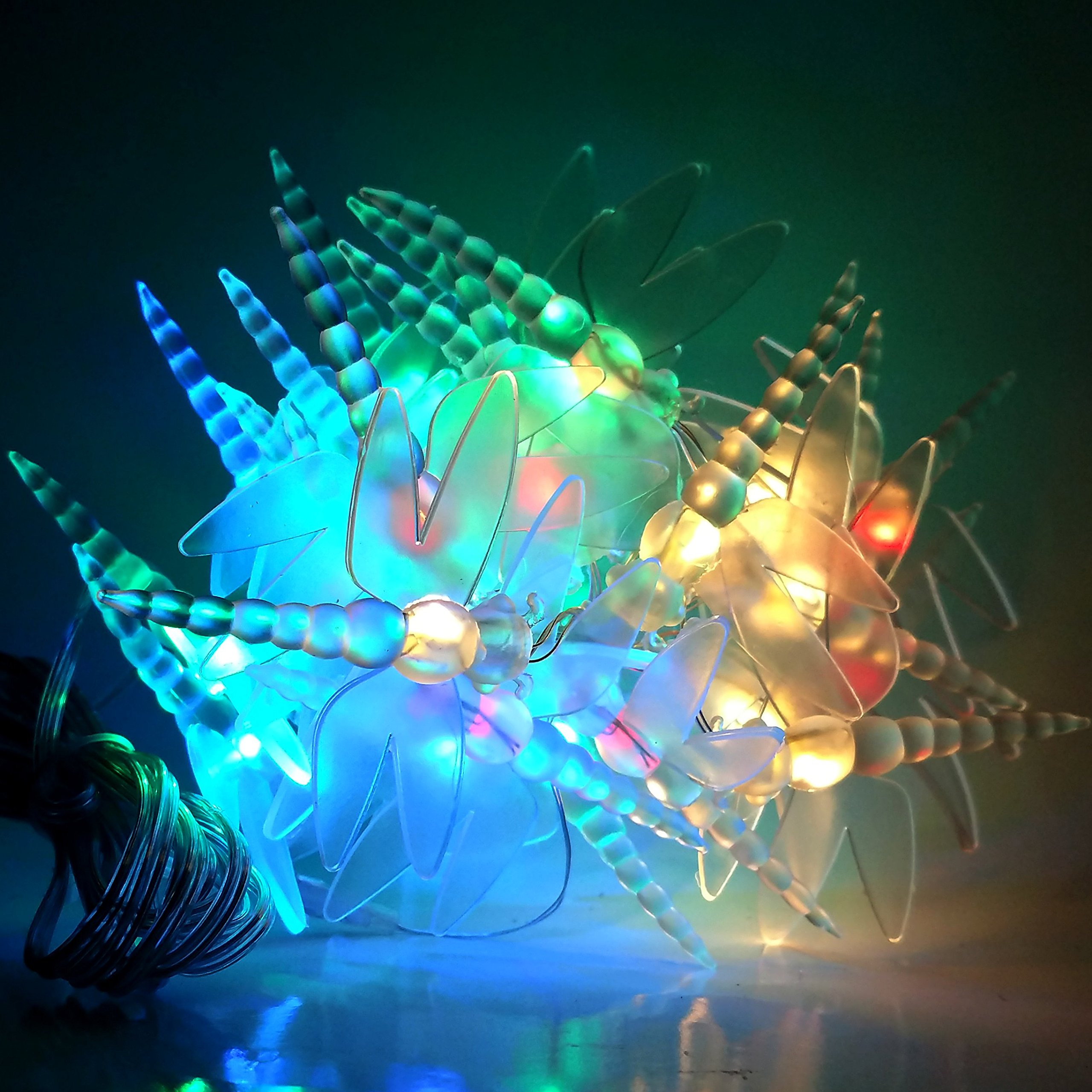 Solar Dragonfly LED Lights - 100 LED, 25ft, Multi-Color for Garden & Patio