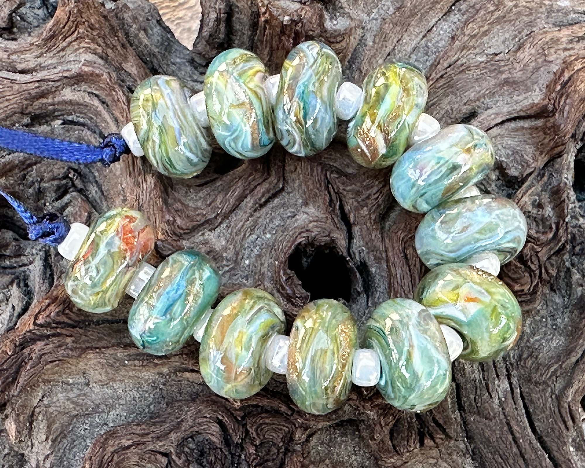 12pcs Golden Meadows Sparkling Lampwork Glass Beads Set for Jewelry Making - DIY Bracelets, Necklaces, and Craft Projects (SRA Certified)