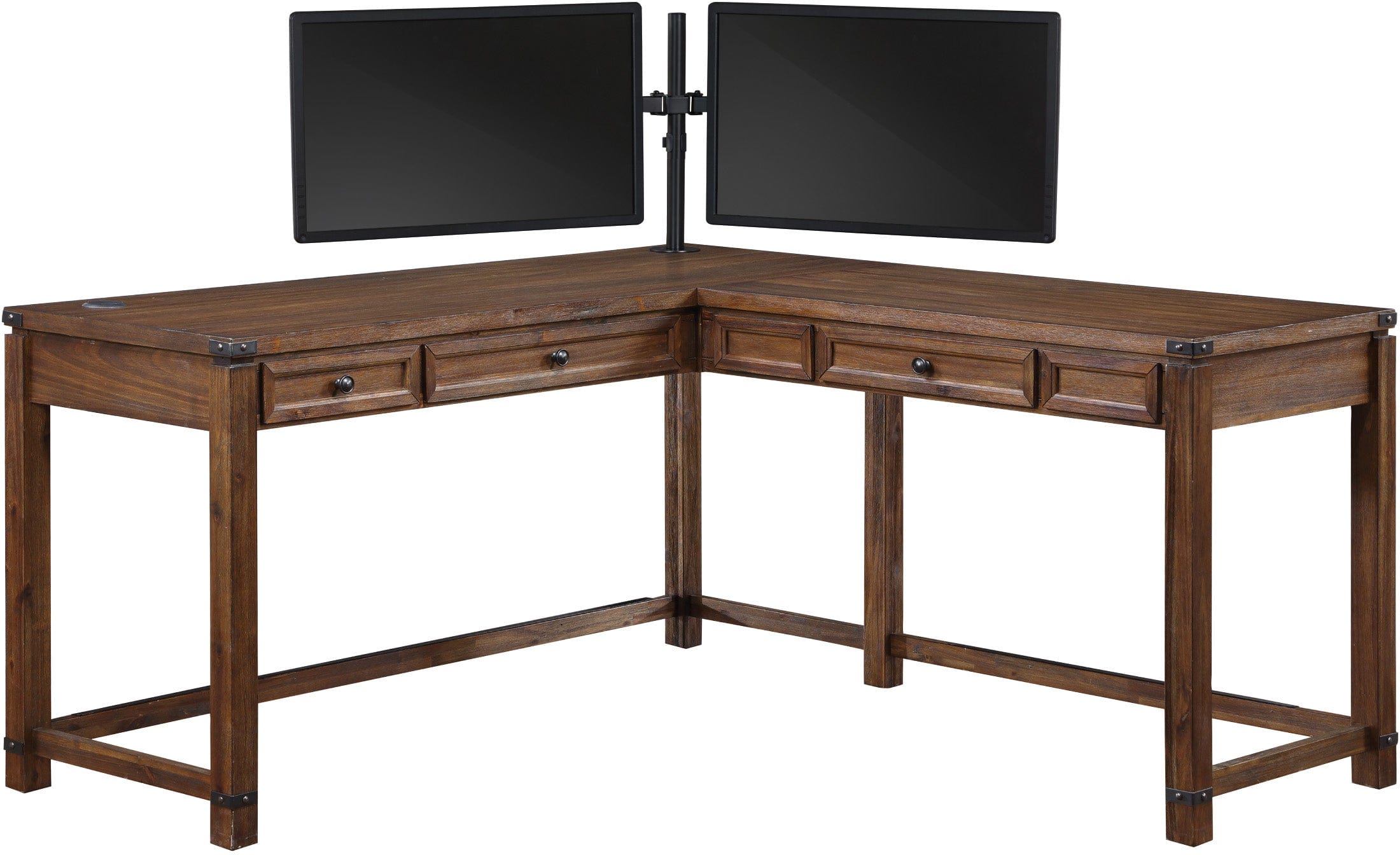 Office Star Baton Rouge L-Shaped Desk with Monitor Mount [BTL2937DM] - Ergonomic Home Office Workstation for Computer, Laptop & Gaming Setup