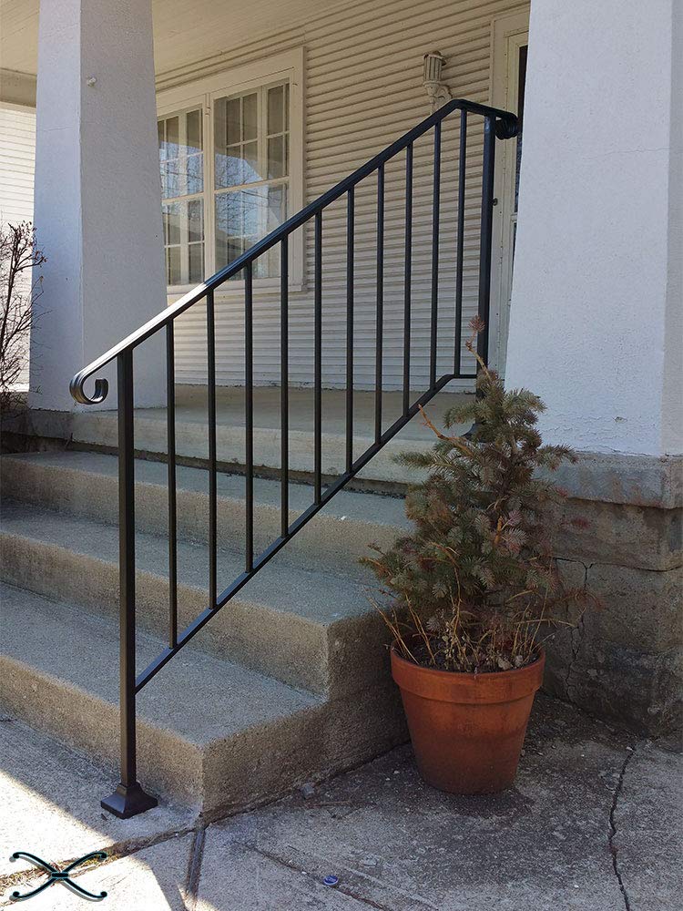 Iron X Handrail Picket #4 for Brick or Paver Steps - Durable Outdoor Stair Railing Support for Patio, Deck, and Garden Safety