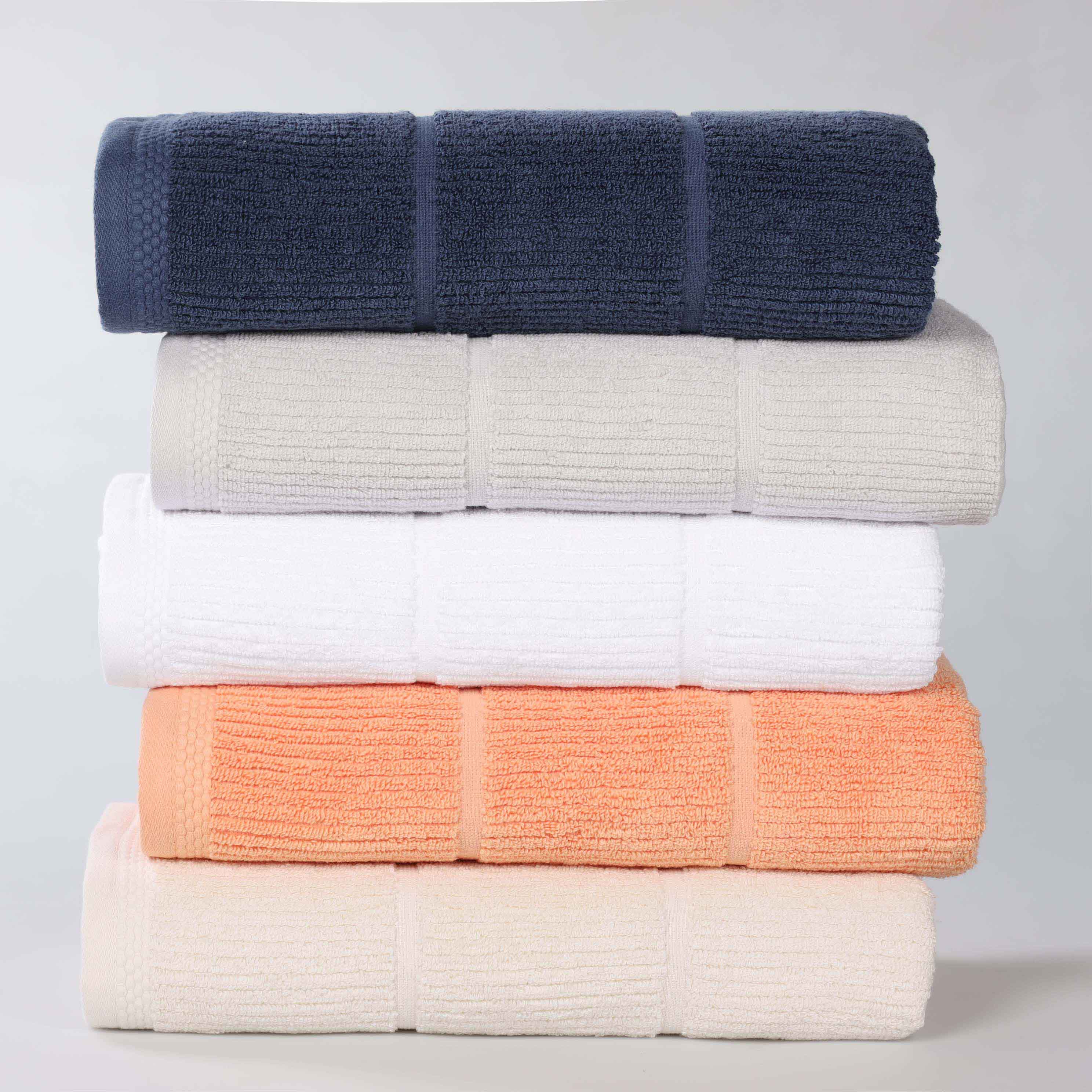 Milo Smart Twist Cotton Solid Ribbed Design Bath Sheets, Set of 2 - Ultra Soft & Absorbent Luxury Towels for Spa, Bathroom & Beach Use