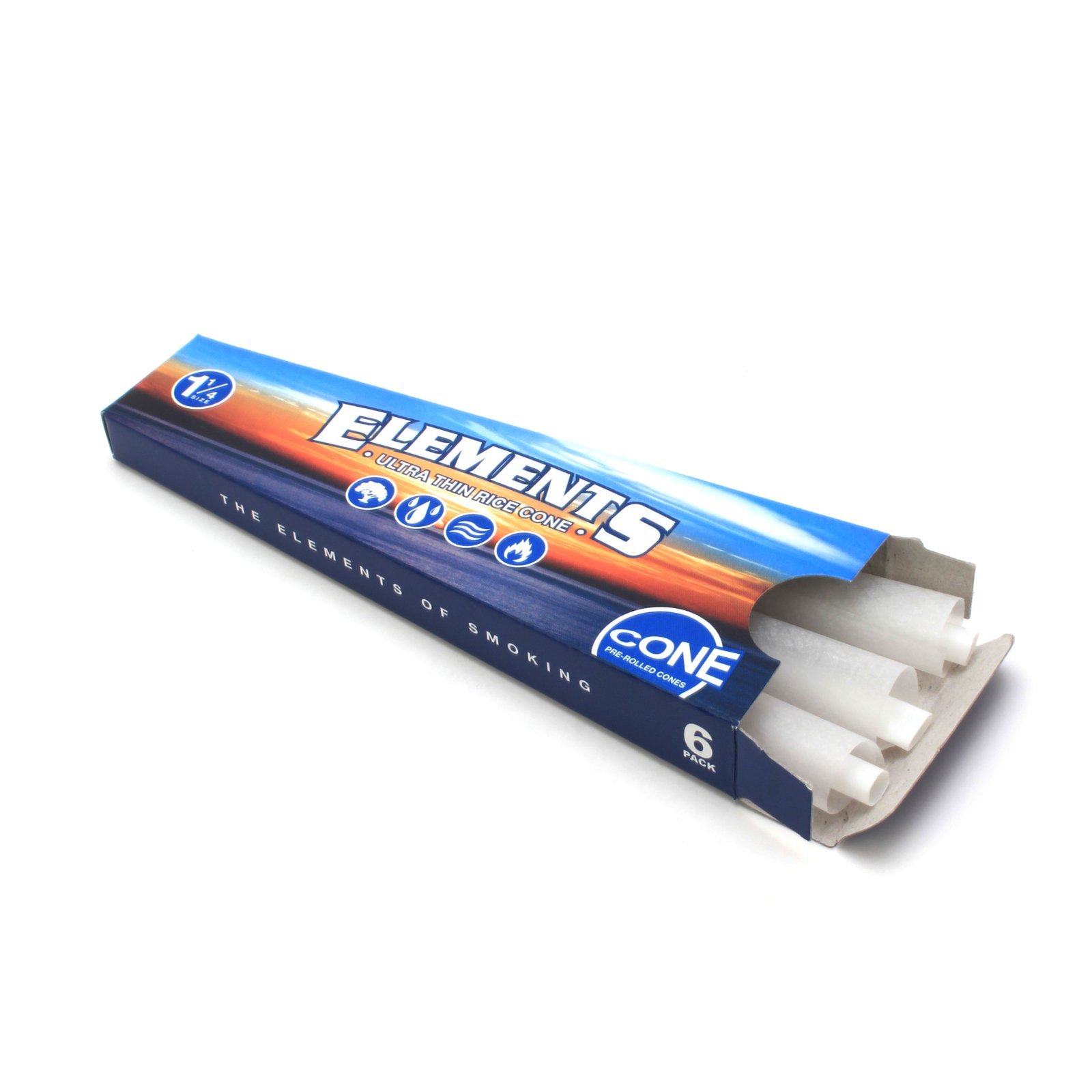 Elements Ultra Thin Rice Rolling Papers - 1 1/4 Size Pre-Rolled Cones (6 Pack) | Natural & Slow Burning | Perfect for Rolling Smooth, Even Joints & Blunts at Home or On-The-Go