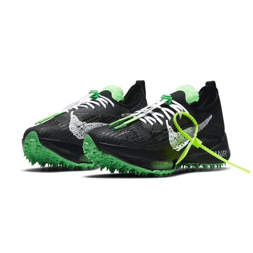 OFF WHITE ZOOM TEMPO NEXT% Running Shoes - Black/Green Colorway - High-Performance Cushioned Sneakers for Men's Road Running & Gym Workouts