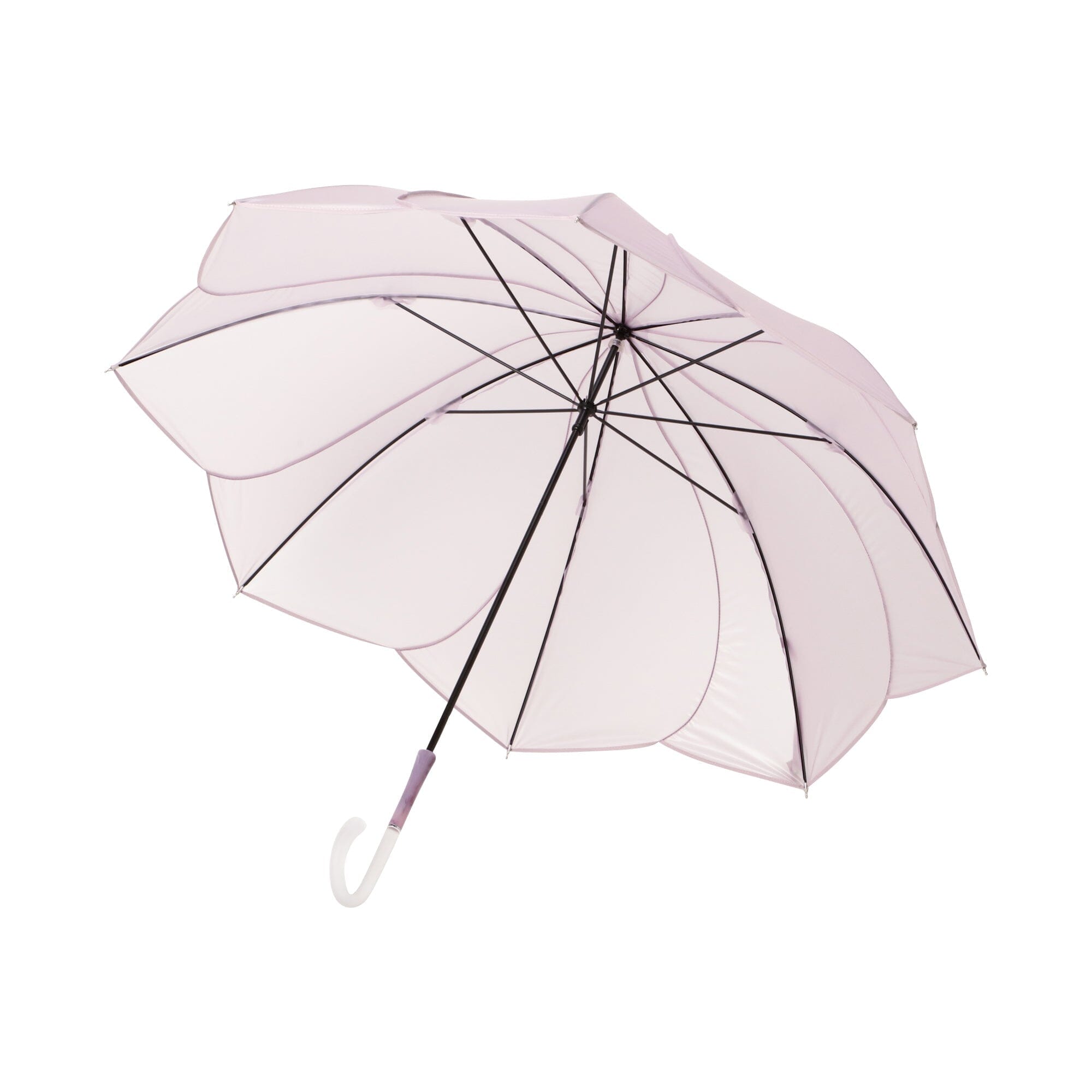 Clear Transparent Umbrella with Powder Floral Print - Long Handle Lavender Rain Umbrella for Women - Perfect for Rainy Days, Outdoor Events, and Fashion Accessories
