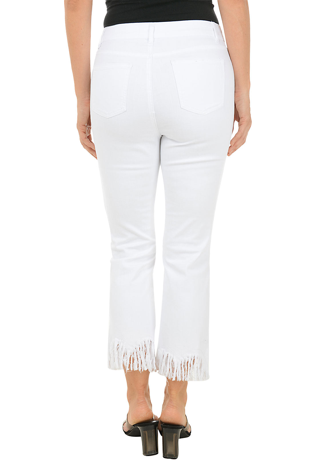 Stylish Shaggy Hem Flared Denim Twill Crop Pants for Women - Trendy High Waist Wide Leg Trousers for Casual Outfits & Streetwear Fashion