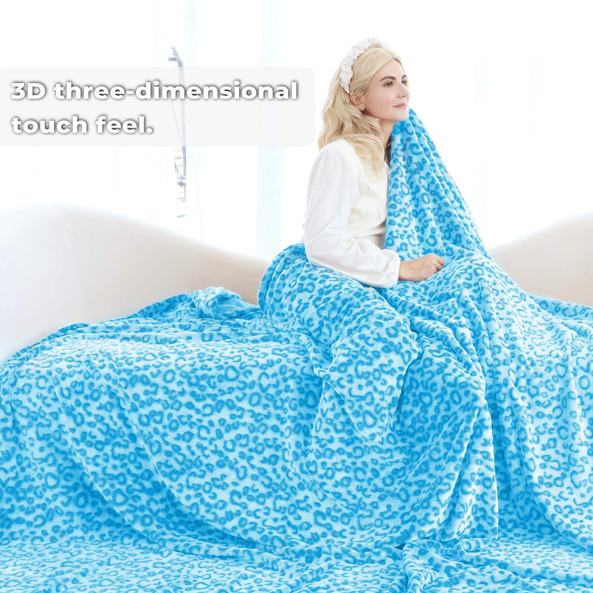 Lightweight Soft Fleece Blanket - Queen Size Cozy Throw Blanket for Bed & Couch - Blue - Perfect for Winter Nights, Movie Time & Home Decor