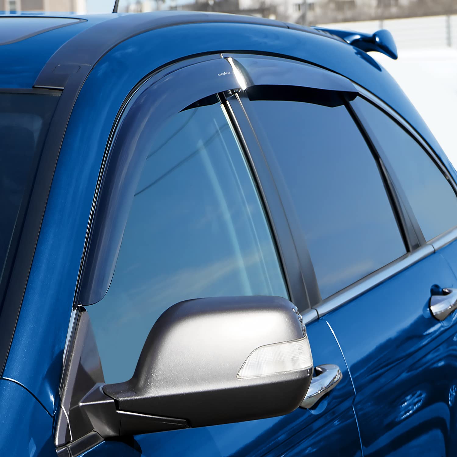Goodyear Shatterproof Side Window Deflectors for Honda CR-V (CRV) 2007-2011 - 4pc Tape-on Rain Guards & Vent Visors - Car Window Deflectors for Weather Protection & Improved Airflow - Perfect for Rainy Days & Highway Driving