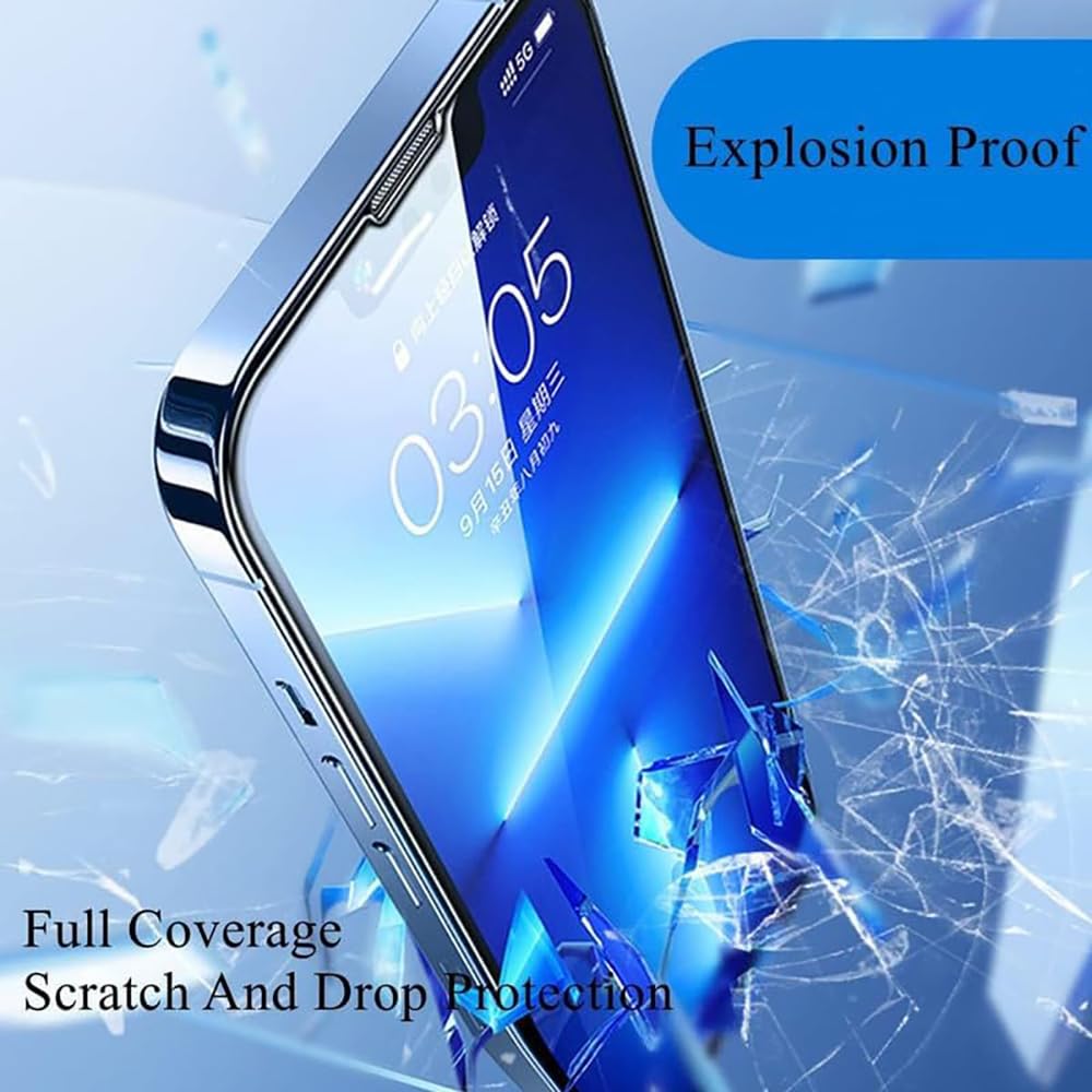 Blinkori Privacy Tempered Glass Screen Protector for iPhone 14/15/13 Pro Max - Anti-Spy, Bubble-Free, Auto Dust Removal, Easy Installation - Perfect for Office, Travel & Daily Protection