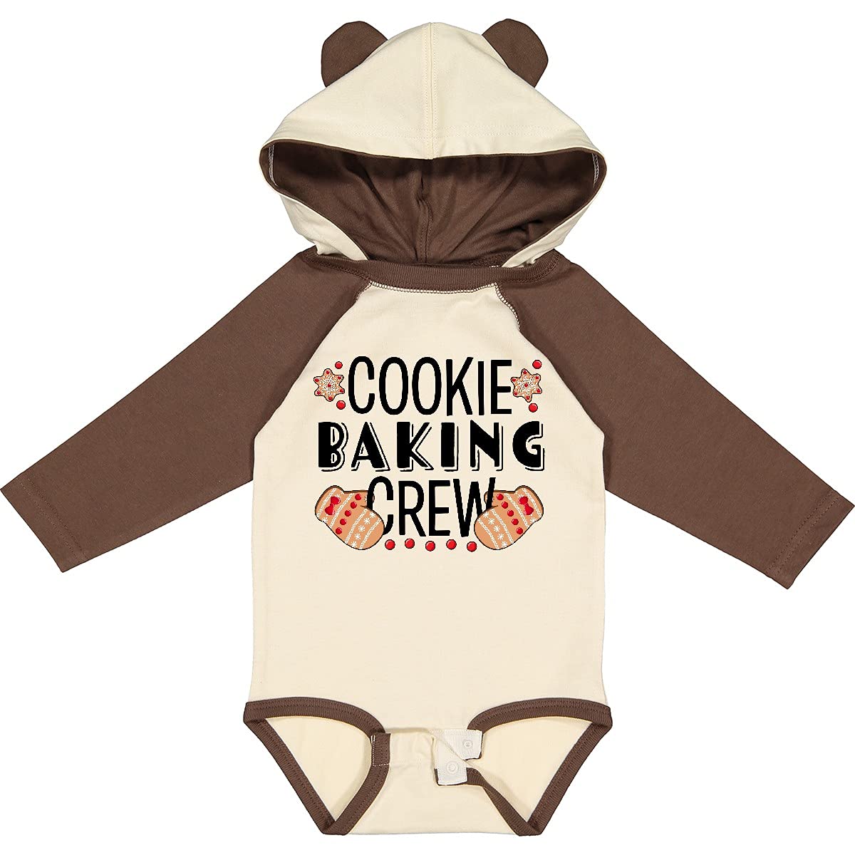 Inktastic Christmas Cookie Baking Crew with Oven Mitts - Long Sleeve Baby Bodysuit for Holiday Baking & Family Gatherings