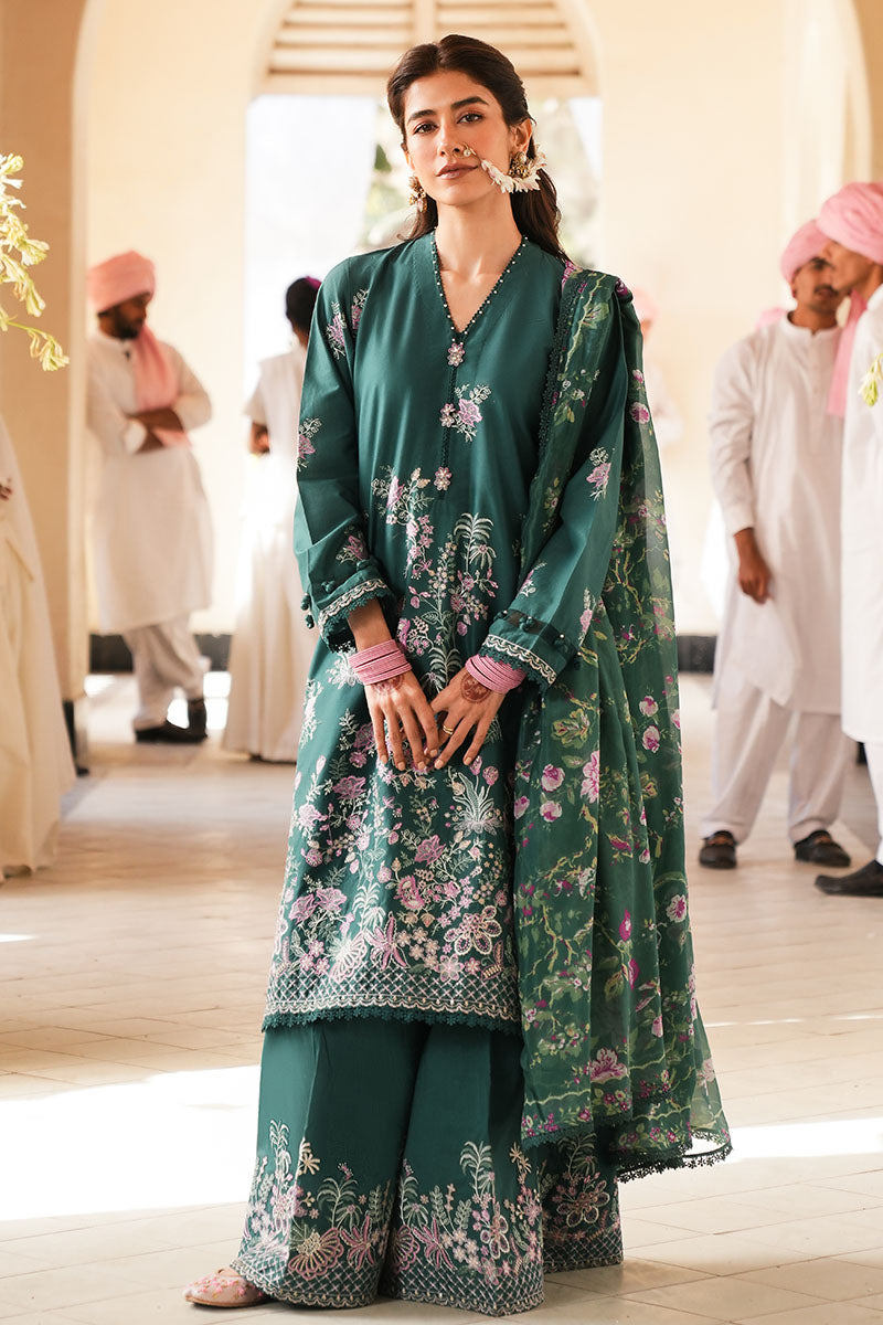 Laurel Green 3-Piece Embroidered Lawn Suit for Women | Elegant Pakistani Formal Dress | Perfect for Weddings, Parties & Special Occasions