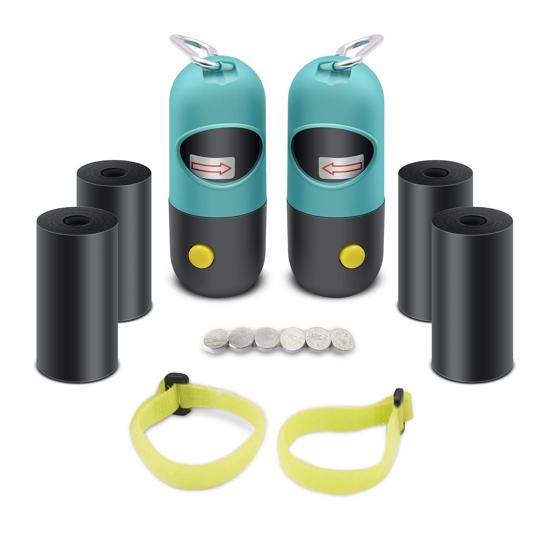 LED Flashlight Dog Poop Bag Dispenser - 6 Rolls Leak-Proof Waste Bags & 12 LR44 Batteries Included | Portable for Night Walks, Park Cleanups & Pet Travel Essentials
