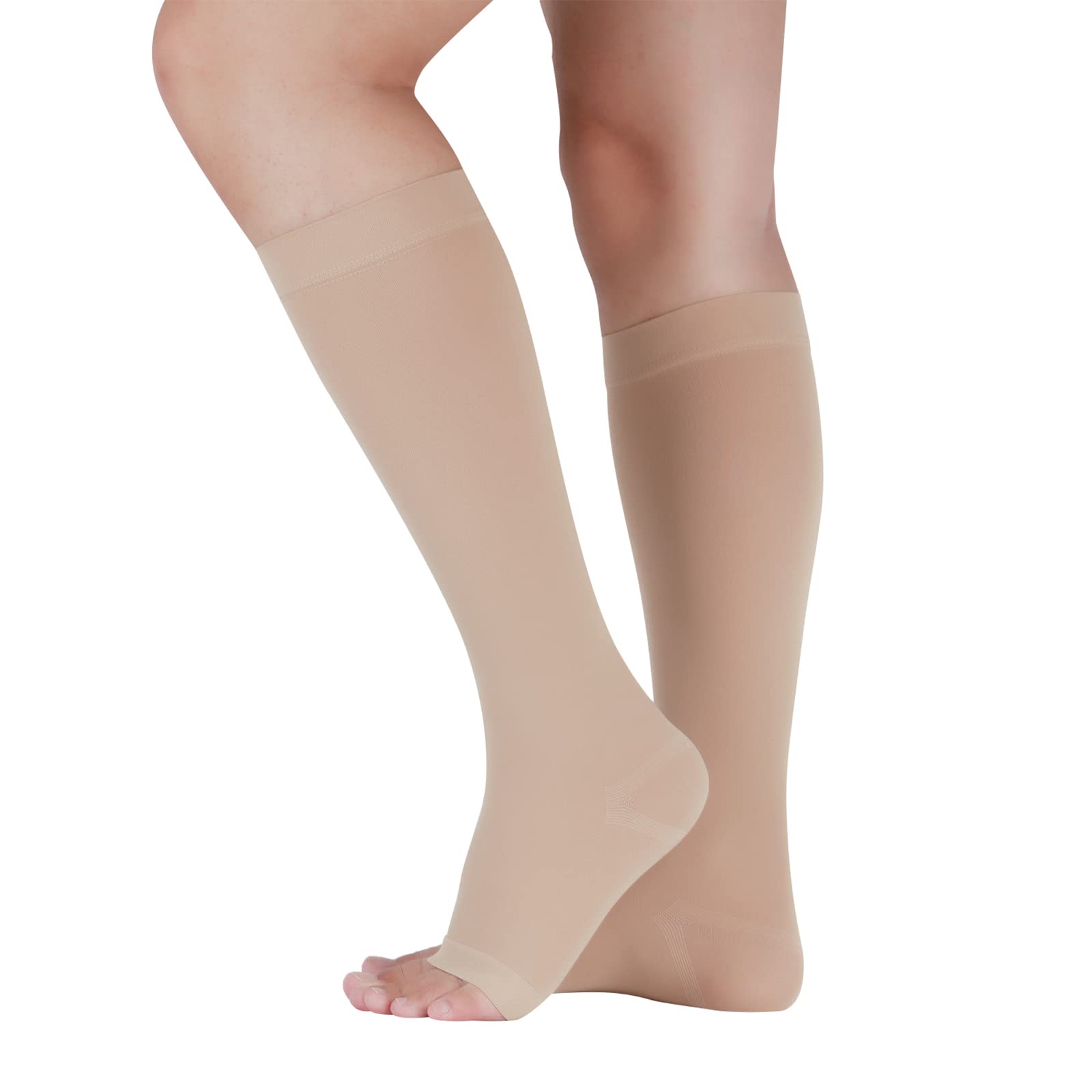 LIN PERFORMANCE Open Toe Knee High Compression Socks for Women & Men - Medical Grade Support for Varicose Veins, Swollen Legs & Circulation - Ideal for Travel, Running, Nursing & Recovery