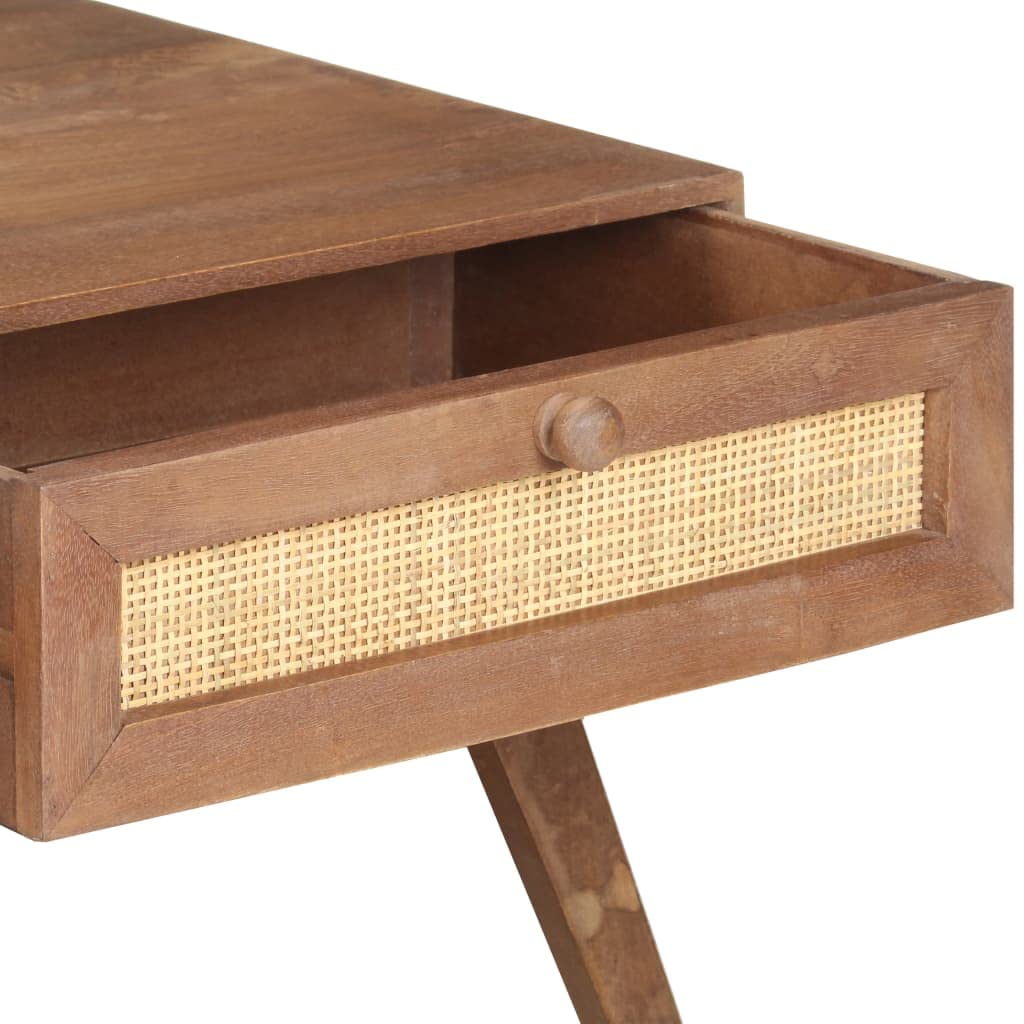 Mango Wood Coffee Table with 2 Drawers - Rustic Rectangular Couch Table for Living Room