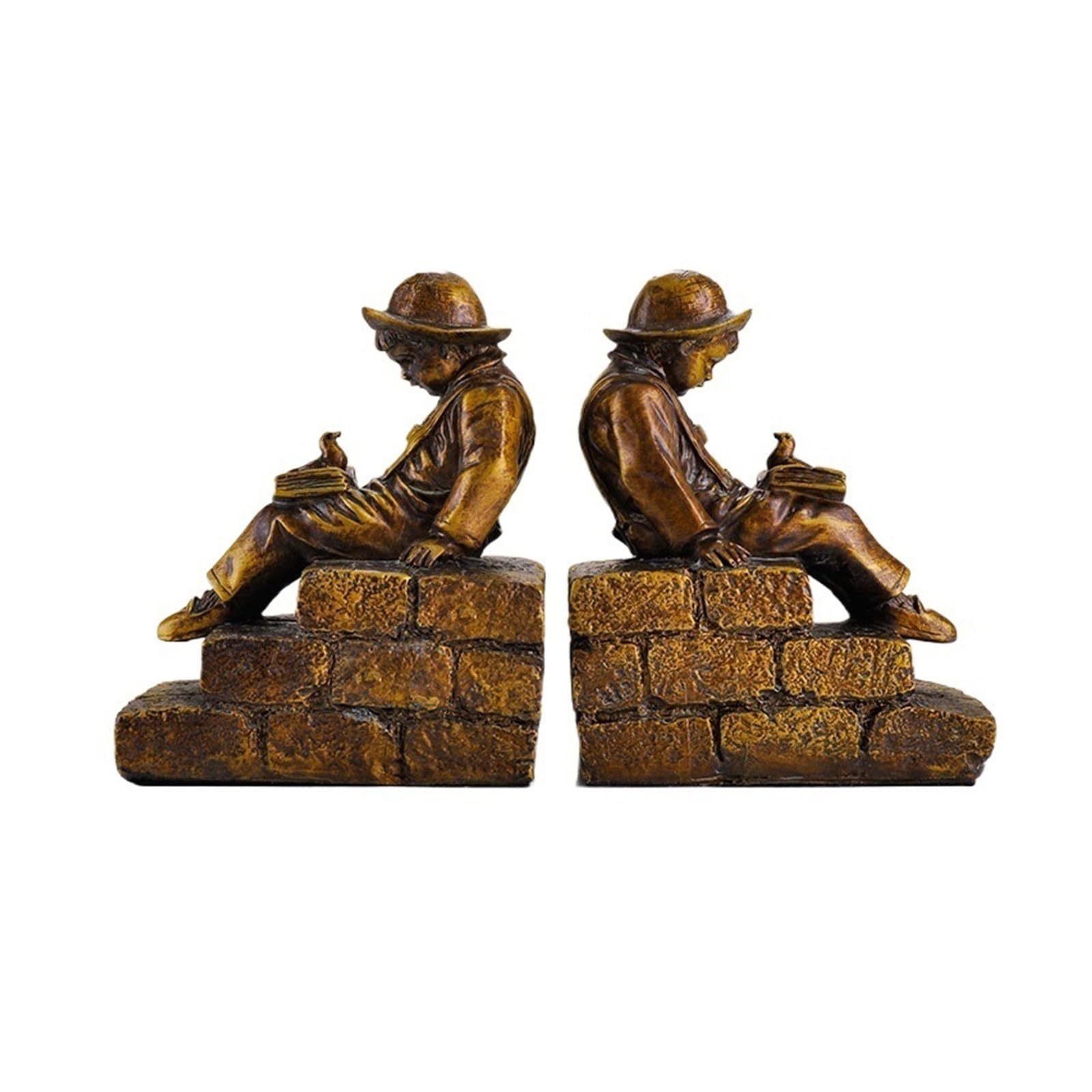 Vintage Resin Bookends for Shelves - Decorative Book Holders for School, Office, and Home - Perfect for Organizing Books, Displaying Collectibles, and Adding Elegance to Any Bookshelf
