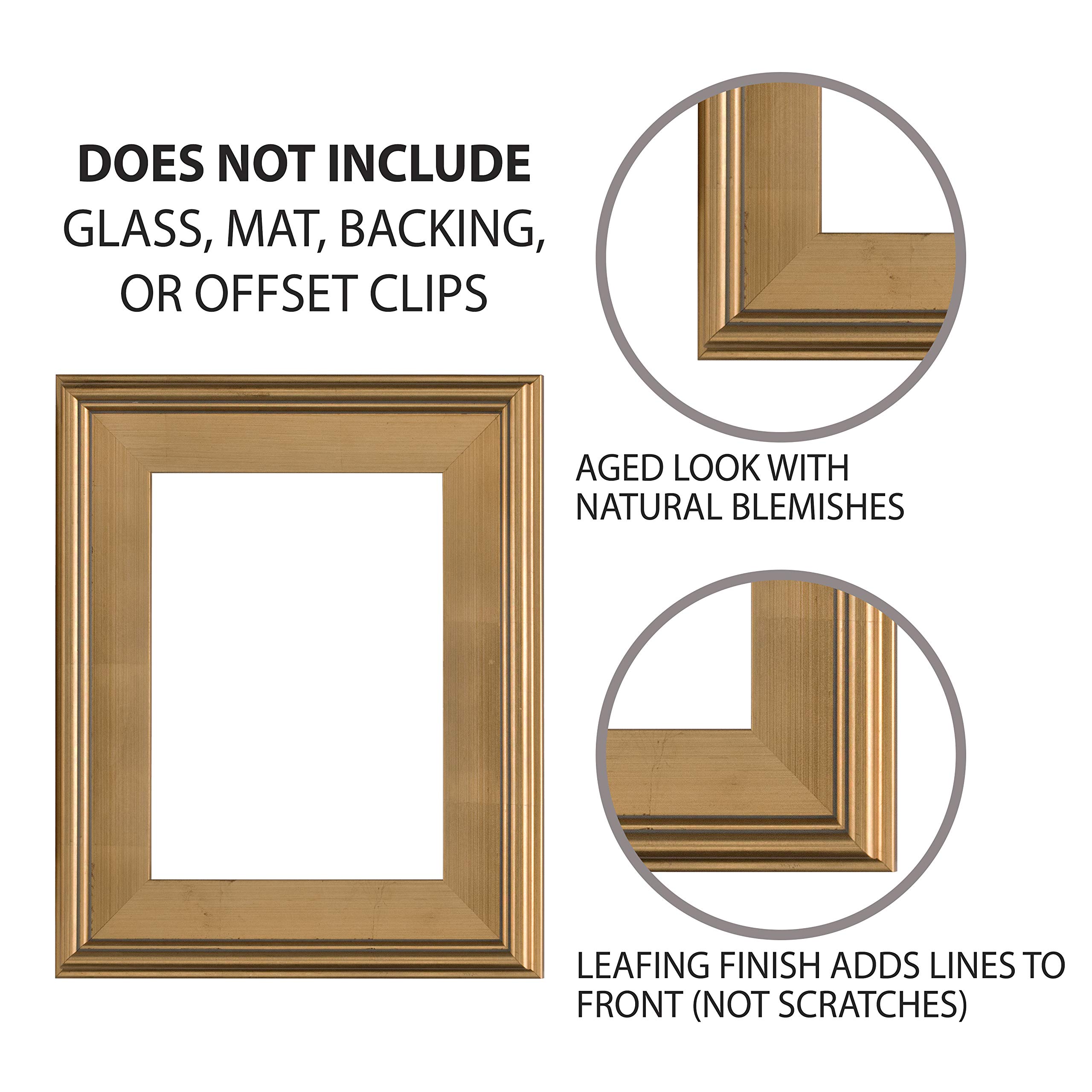 Plein Air Gold 11x14 Inch Picture Frames - Set of 10 for Wall Display, Photo Collage & Art Gallery - Premium Quality Wooden Frames for Home & Office Decor