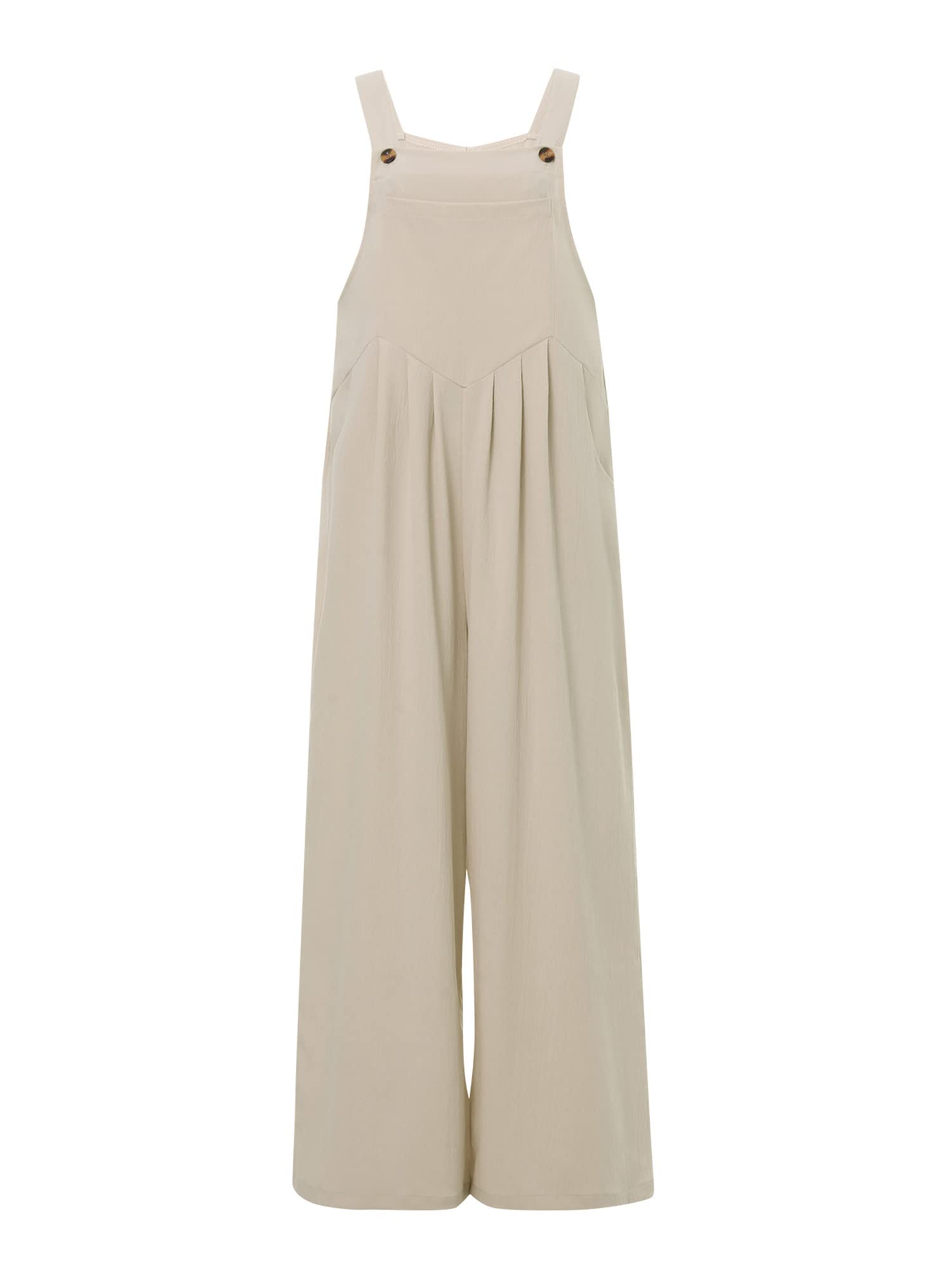 Kaipiclos Women's Plus Size Linen Overalls - Baggy Wide Leg Jumpsuit with Pockets, Loose Fit Suspender Romper for Summer | Casual Outfit, Beach Wear, Boho Fashion