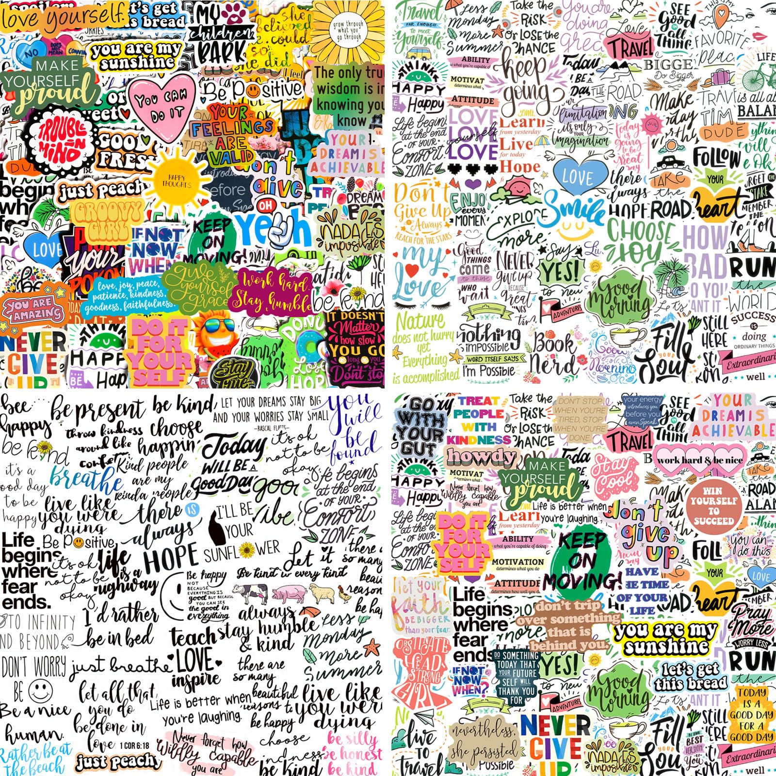 200PCS Motivational Quote Stickers - Inspirational Words for Adults, Teens, Kids, Teachers & Employees - Waterproof Vinyl Stickers for Water Bottles, Laptops, Vision Boards, Journals, Scrapbooks - Perfect for Daily Inspiration & Goal Setting