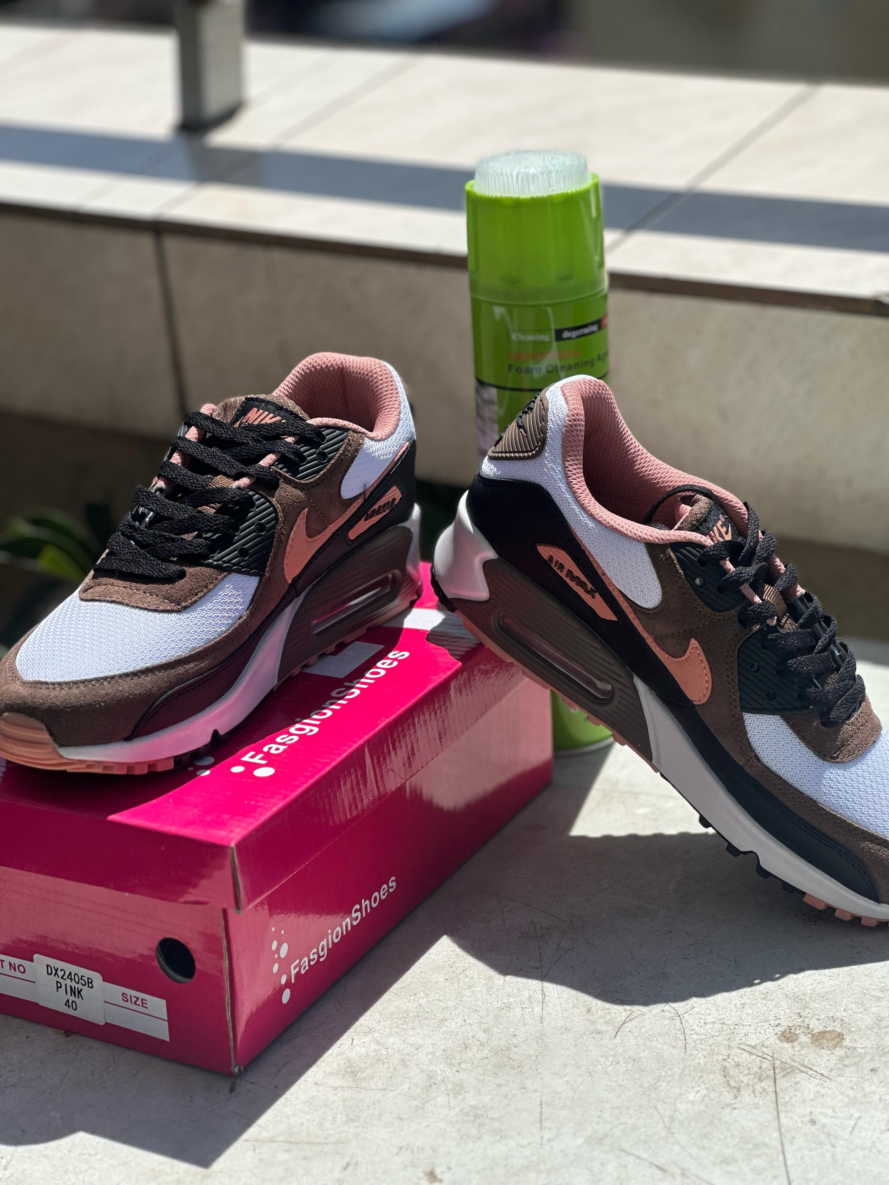 Nike Air Max 90 Sneakers - Brown, Pink & White Colorway | Men's/Women's Running Shoes for Casual Wear, Gym & Street Style