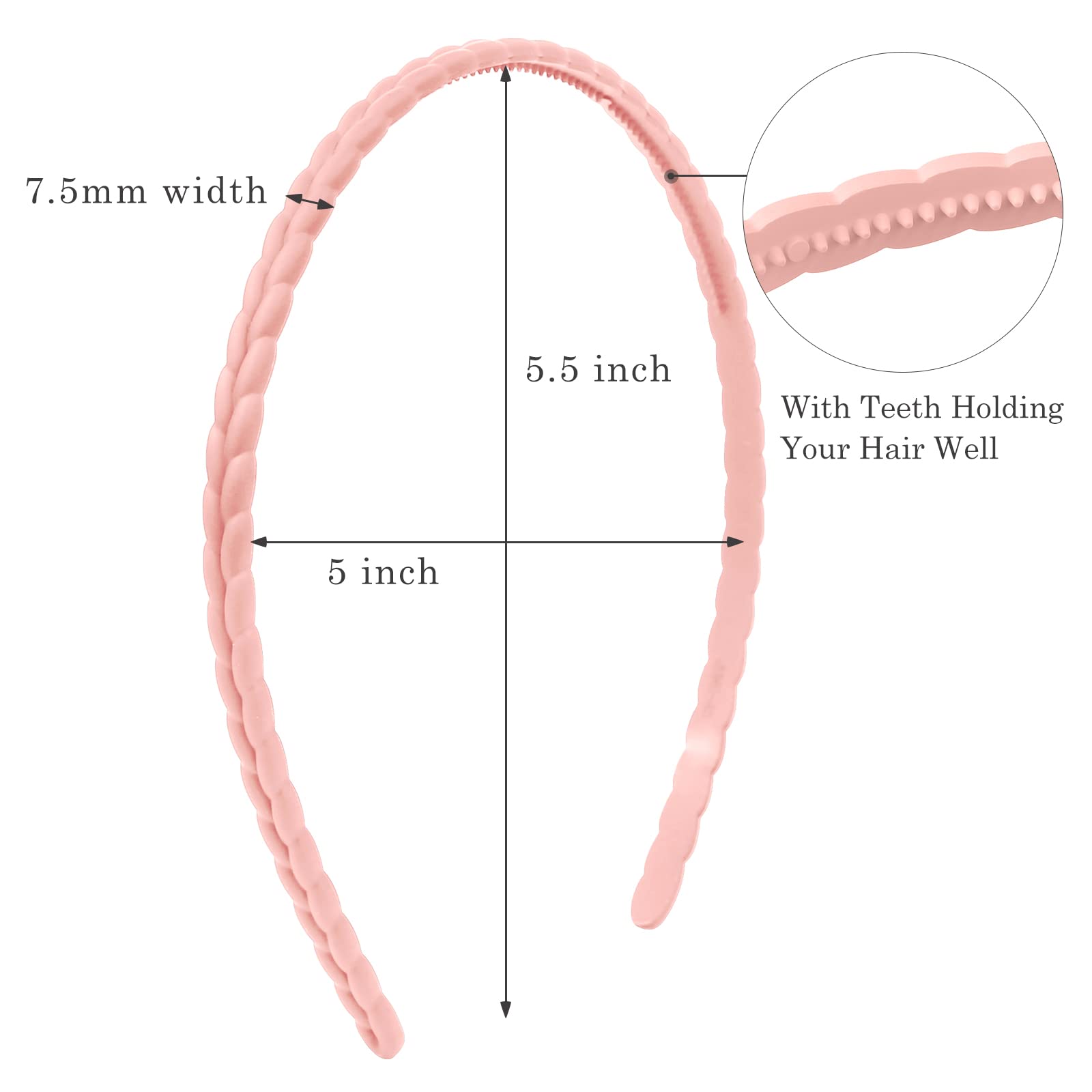 WOVOWOVO 7mm Thin Headbands for Women - 12 Pack Plastic Hairbands with Teeth for Girls, Teens & Women - Non-Slip Hair Accessories for Styling, Workouts & Everyday Use