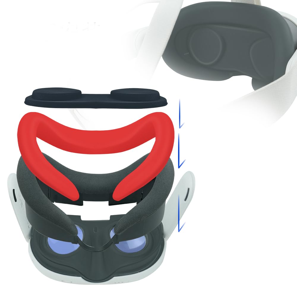 Meta Quest 3 VR Headset Accessories Set - Eye Cushion, Head Strap, Button Cover, Lens Cap, Cleaning Cloth (Black) - Enhance Comfort & Protection for VR Gaming, Movies & Virtual Meetings
