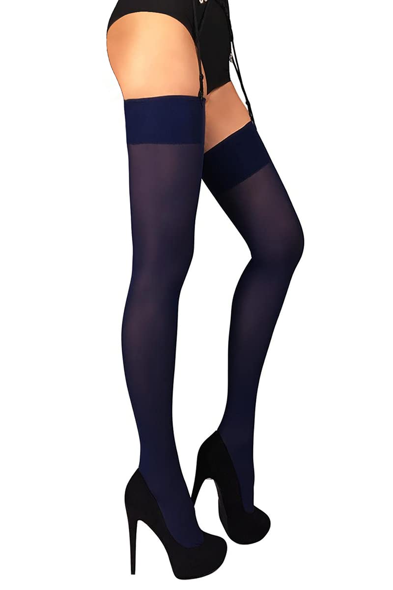 Mila Marutti Women's Thigh High Stockings 40D - Semi Opaque Garter & Suspender Belt Tights | Made in EU | Perfect for Bridal, Cosplay & Vintage Fashion Outfits