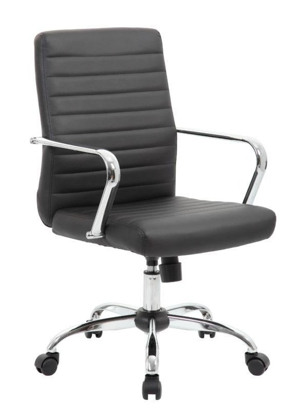 Boss Retro Task Chair with Chrome Fixed Arms B436C - Ergonomic Office Chair for Home & Work - Perfect for Long Hours at Desk, Computer Work & Study