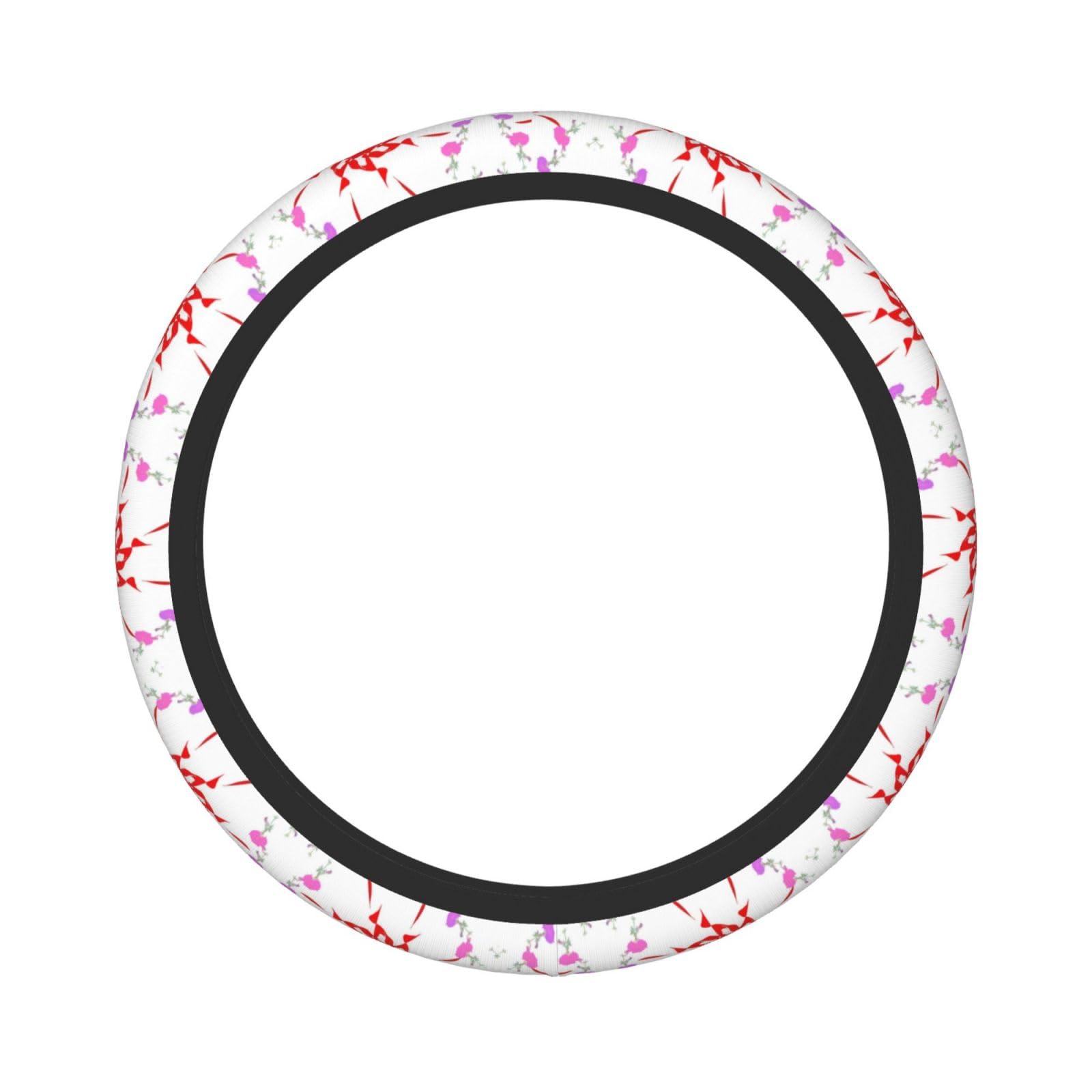15 Inch Breathable Soft Fabric Steering Wheel Cover with Floral Print - Universal Fit for Most Cars - Comfortable & Non-Slip Grip for Daily Commute & Road Trips