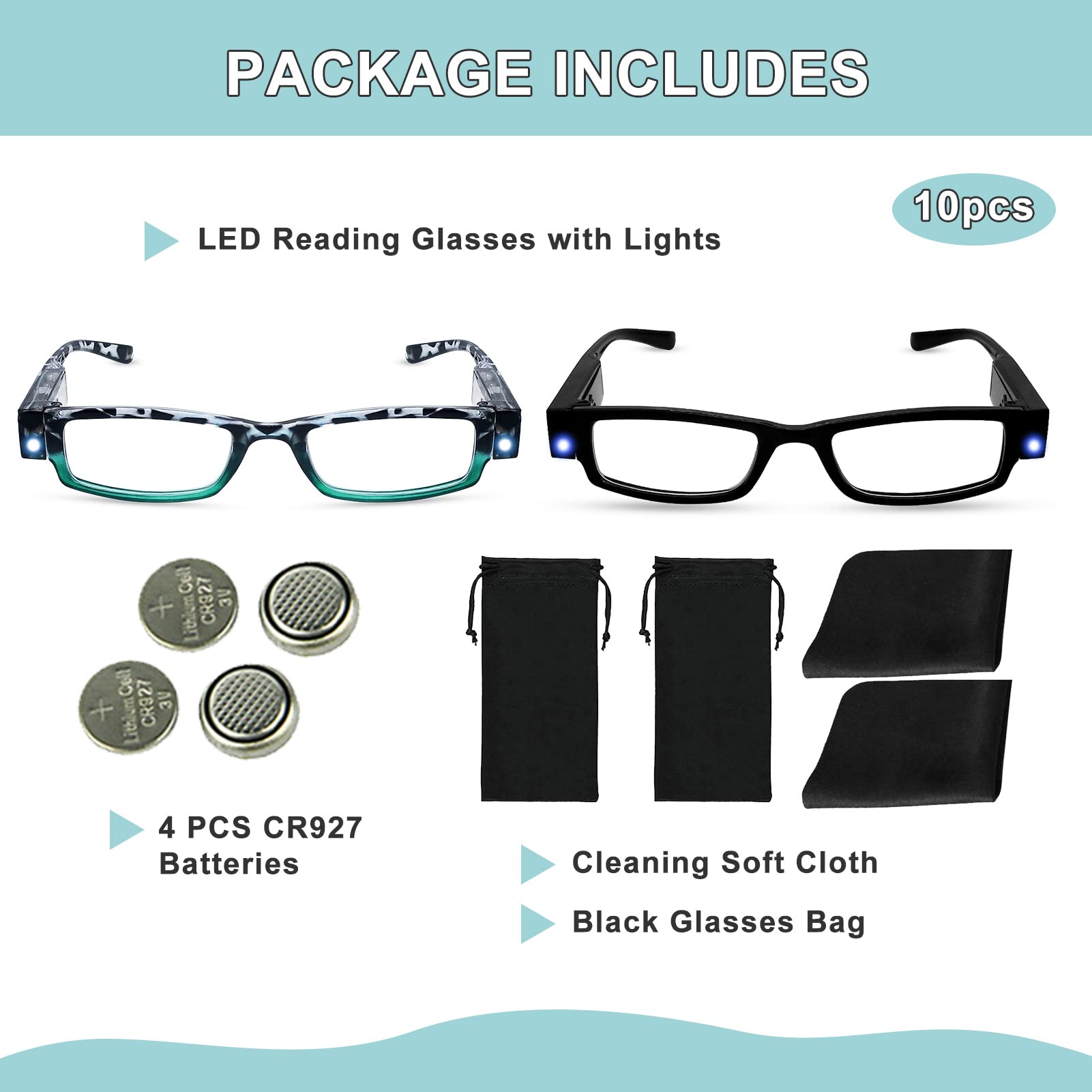 LED Reading Glasses with Light - Magnifying Eyewear for Men & Women | Perfect for Nighttime Reading & Low Light Conditions