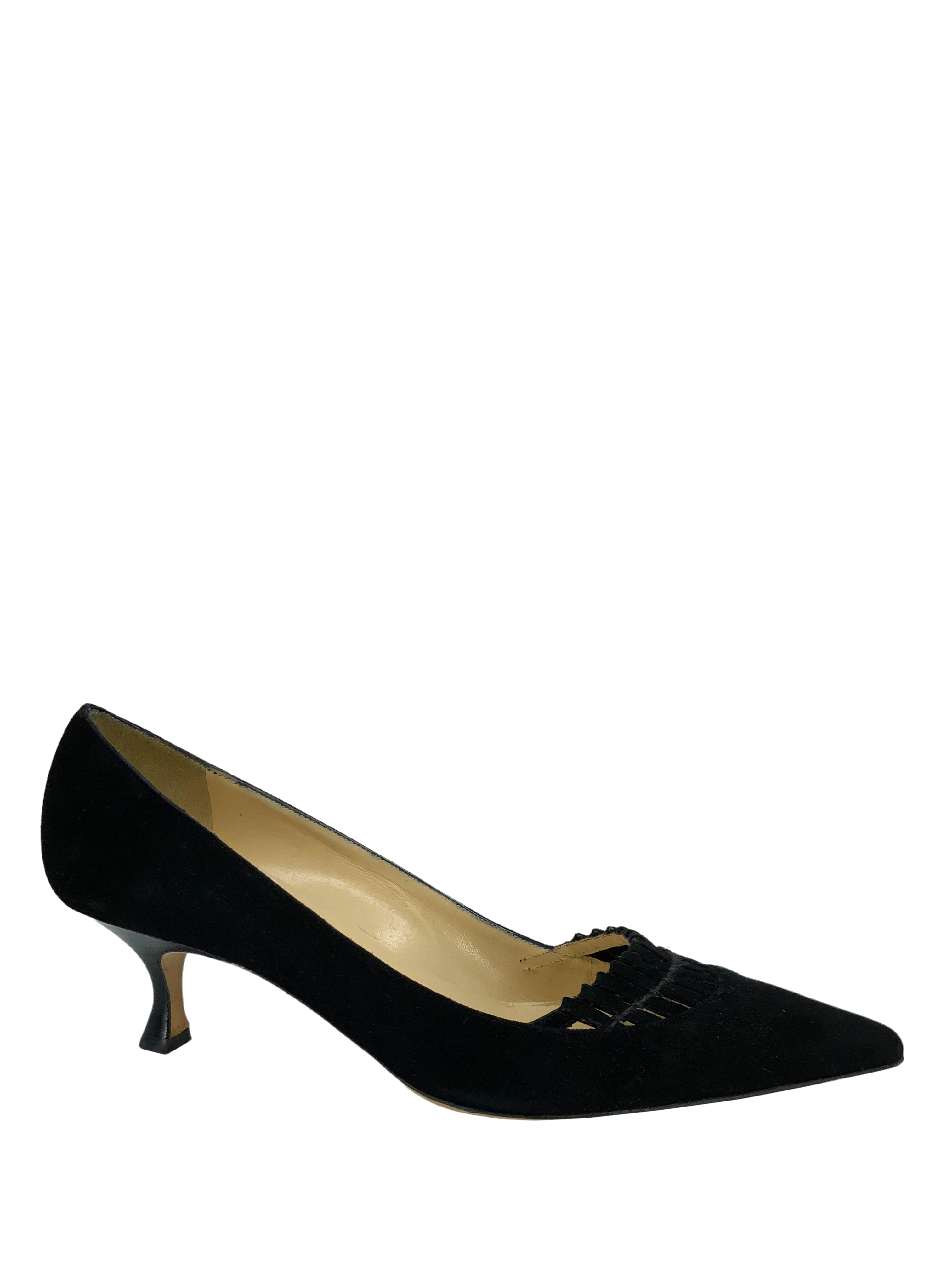 Manolo Blahnik Women's Cutout Suede Heels - Size 9.5 US | Luxury Designer Pumps for Weddings, Parties & Evening Events