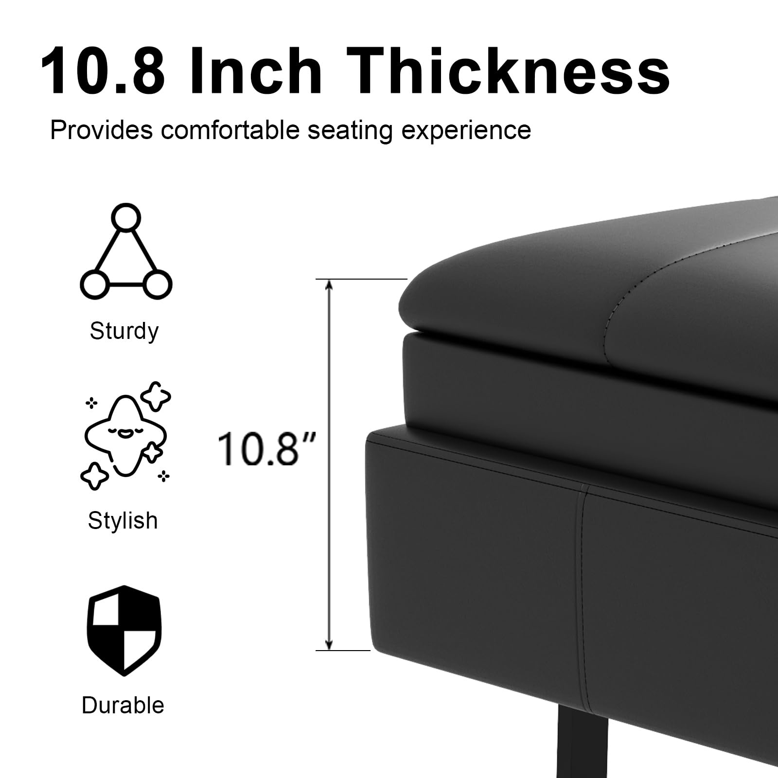 Kinsuite 3-Seat Leather Waiting Room Bench with Thickened Cushion - Modern Office Reception Furniture for Barber Shop, Nail Salon, Clinic & Hotel Lobby - Comfortable Entryway Seating Solution