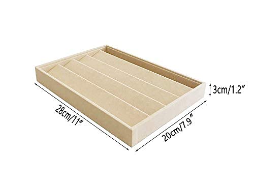 Premium Beige Velvet Jewelry Organizer Tray - Stackable Earring Drawer Insert & Closet Storage Solution for Necklaces, Rings & Bracelets | Perfect for Bedroom Vanity, Travel & Gift Giving