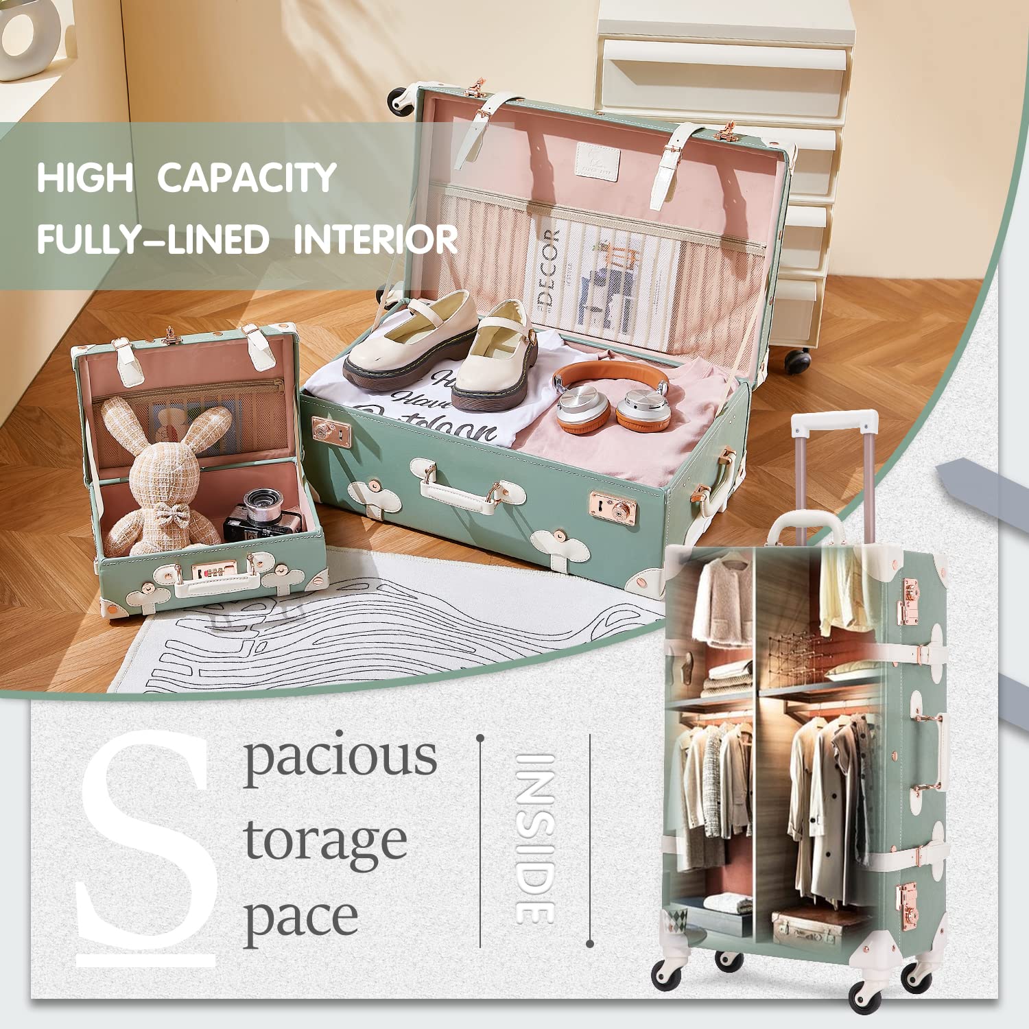 Vintage 3 Piece Suitcase Set - 26