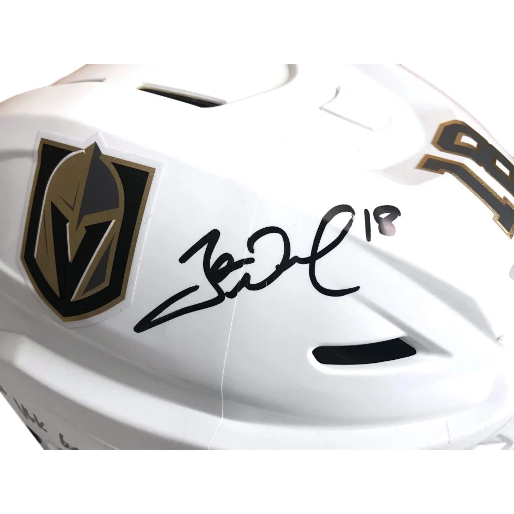 James Neal Autographed Vegas Golden Knights Game-Used Hockey Helmet with 1st Goal Inscription - JSA Certified COA | NHL Memorabilia for Collectors & Fans | Perfect for Display in Man Caves, Sports Bars & Themed Rooms