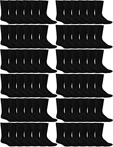 72 Pairs Mens Black Crew
