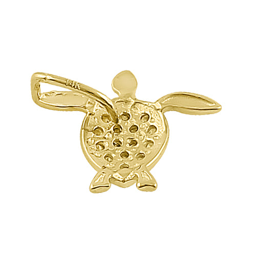 14K Solid Yellow Gold Sea Turtle CZ Pendant Necklace - Elegant Ocean-Themed Jewelry Gift for Women, Perfect for Beach Vacations & Summer Outfits