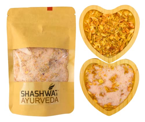 Shashwat Ayurveda 100% Pure Himalayan Pink Bath Salt - Mineral Rich, Natural Jasmine Scented (250g) for Relaxation, Detox & Skin Care