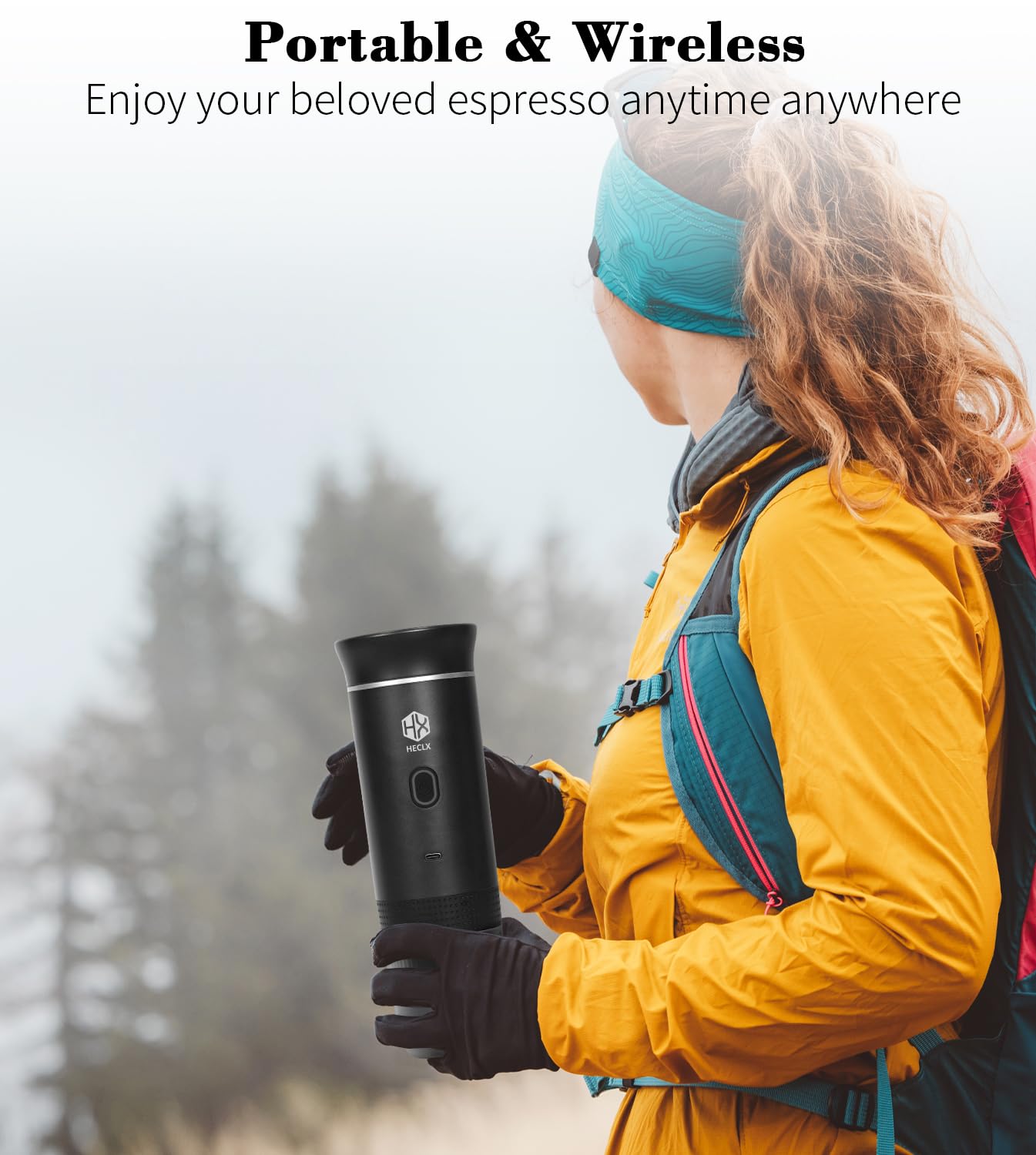 Portable Electric Espresso Machine - Travel Coffee Maker for Camping, Car, RV & Office - Self-Heating Coffee Brewer Compatible with Ground Coffee & Nespresso Capsules - Perfect for Outdoor Adventures, Road Trips & Home Use (African Totem Design)