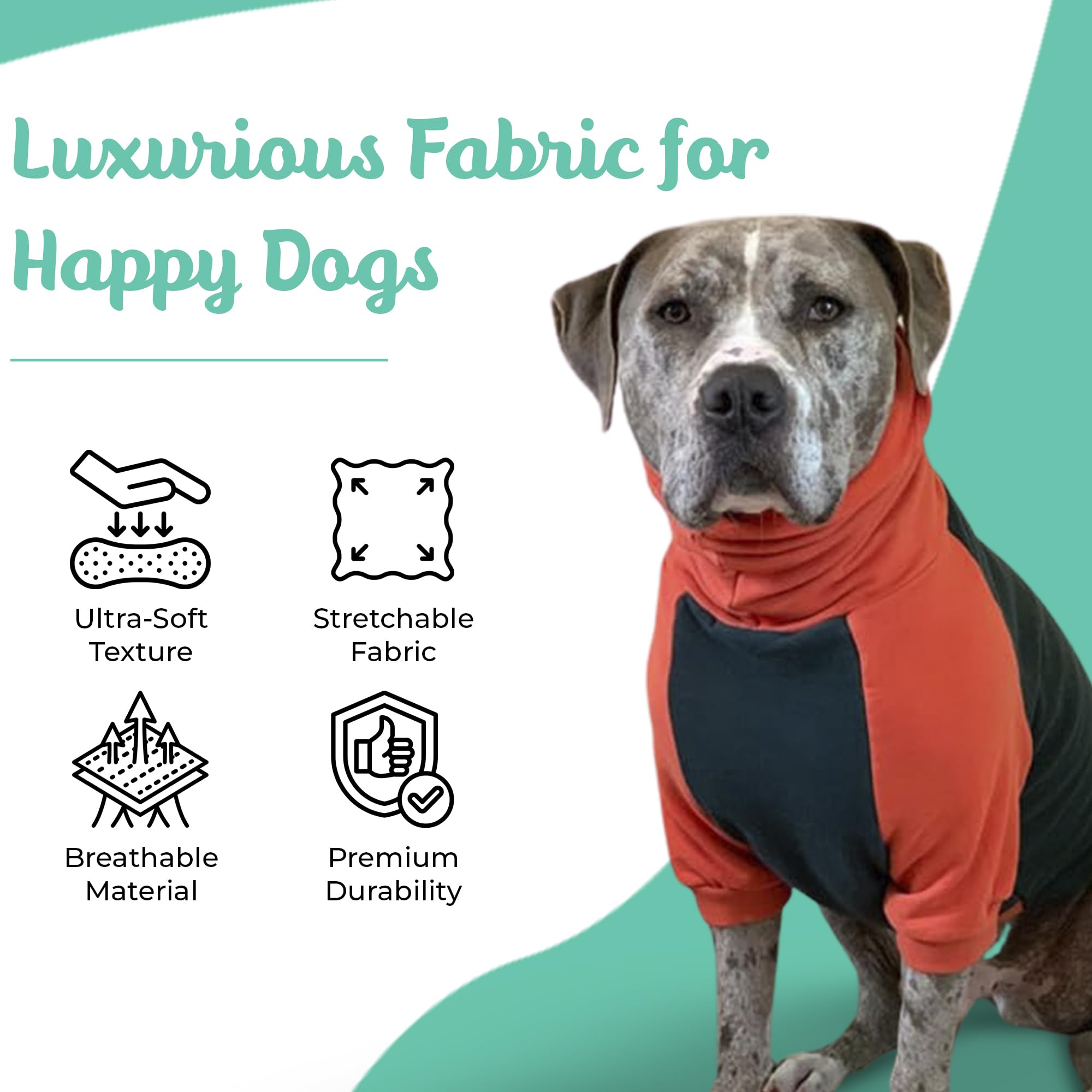 Pitbull Large Dog Sweater - Dark Green & Orange Warm Dog Sweatshirt for Cold Weather - Cozy Winter Apparel for Big Dogs - Perfect for Outdoor Walks & Indoor Lounging