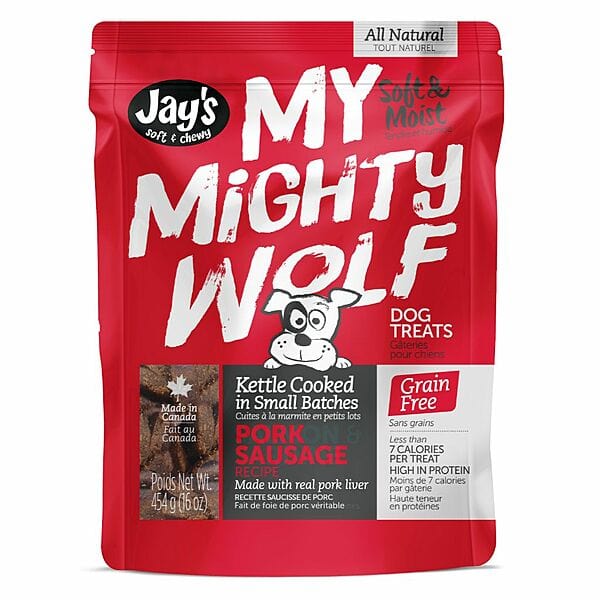 Premium My Mighty Wolf Pork Sausage Recipe Dog Treats - Natural, Grain-Free & High Protein - Perfect for Training Rewards, Dental Health & Outdoor Adventures