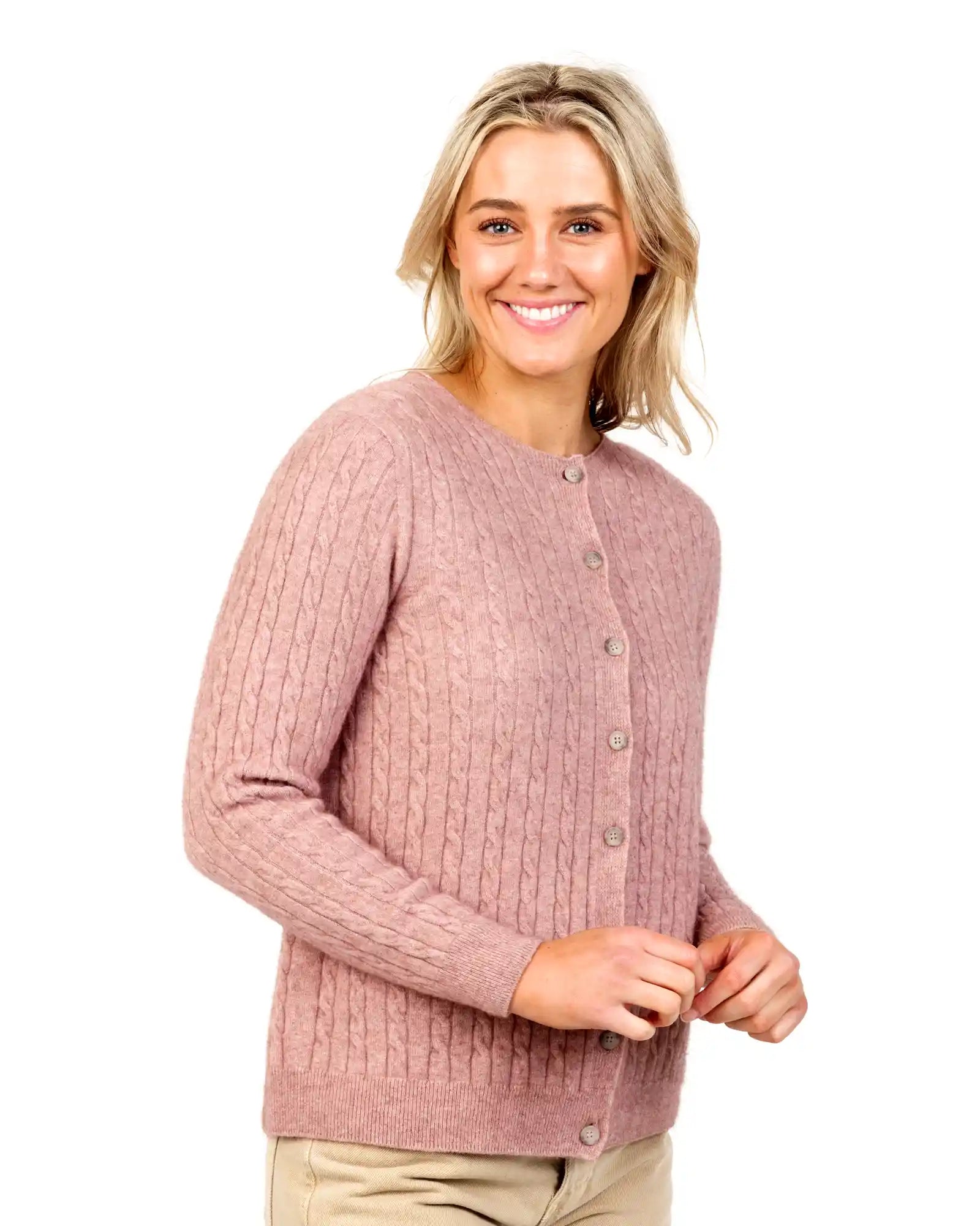 Lily Women's Classic Cable Knit Cardigan Sweater - Soft & Cozy Winter Pullover for Casual Outfits & Office Wear | NB886