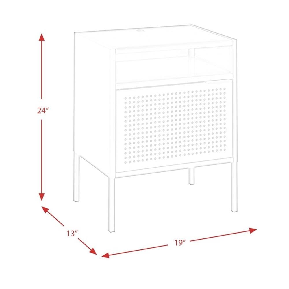 2-Piece Gray Metal Nightstand Set with USB Ports - Modern Bedside Tables for Bedroom, Living Room & Office Storage
