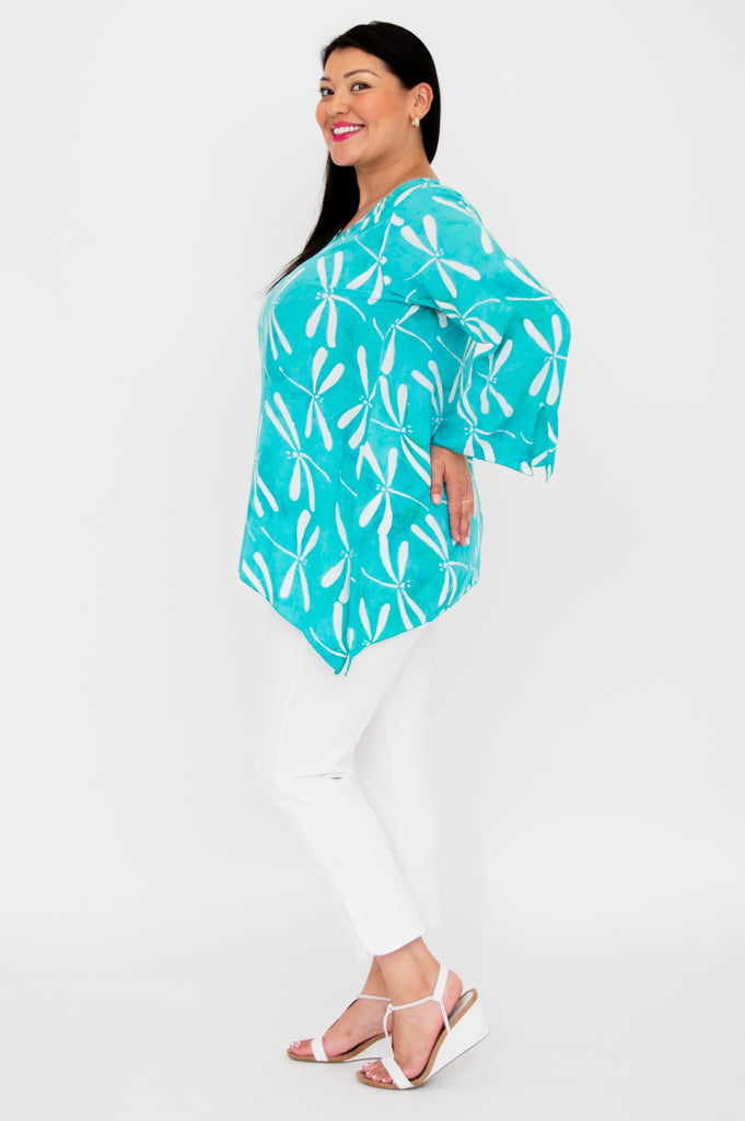 Dorothy Top - Flowy Summer Blouse with Dragonfly Print | Casual Wear, Beach Outfit & Boho Fashion