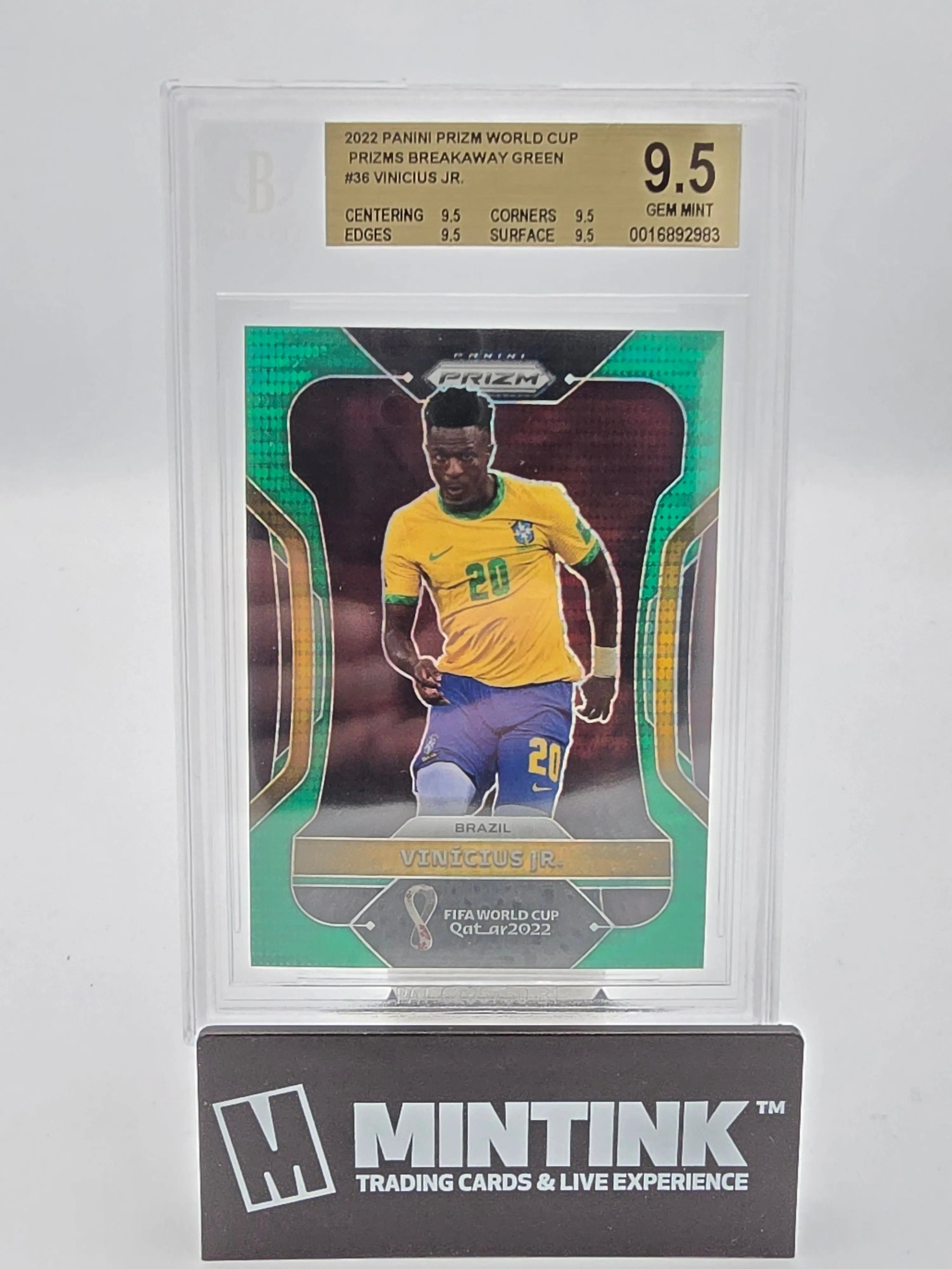 2022 Panini Prizm World Cup Vinicius Jr. Prizms Breakaway Green BGS 9.5 5/5 #36 - Rare Soccer Trading Card for Collectors & Sports Fans - Perfect for Display, Investment & Fantasy Leagues