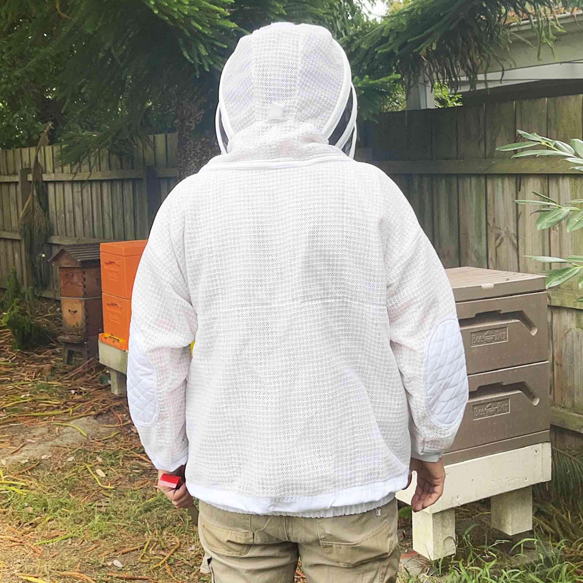RhinoGuardMax Beekeeping Jacket - Cool White Ventilated Suit with Maximum Protection for Beekeepers | Beekeeping Safety Gear for Hive Inspections & Honey Harvesting