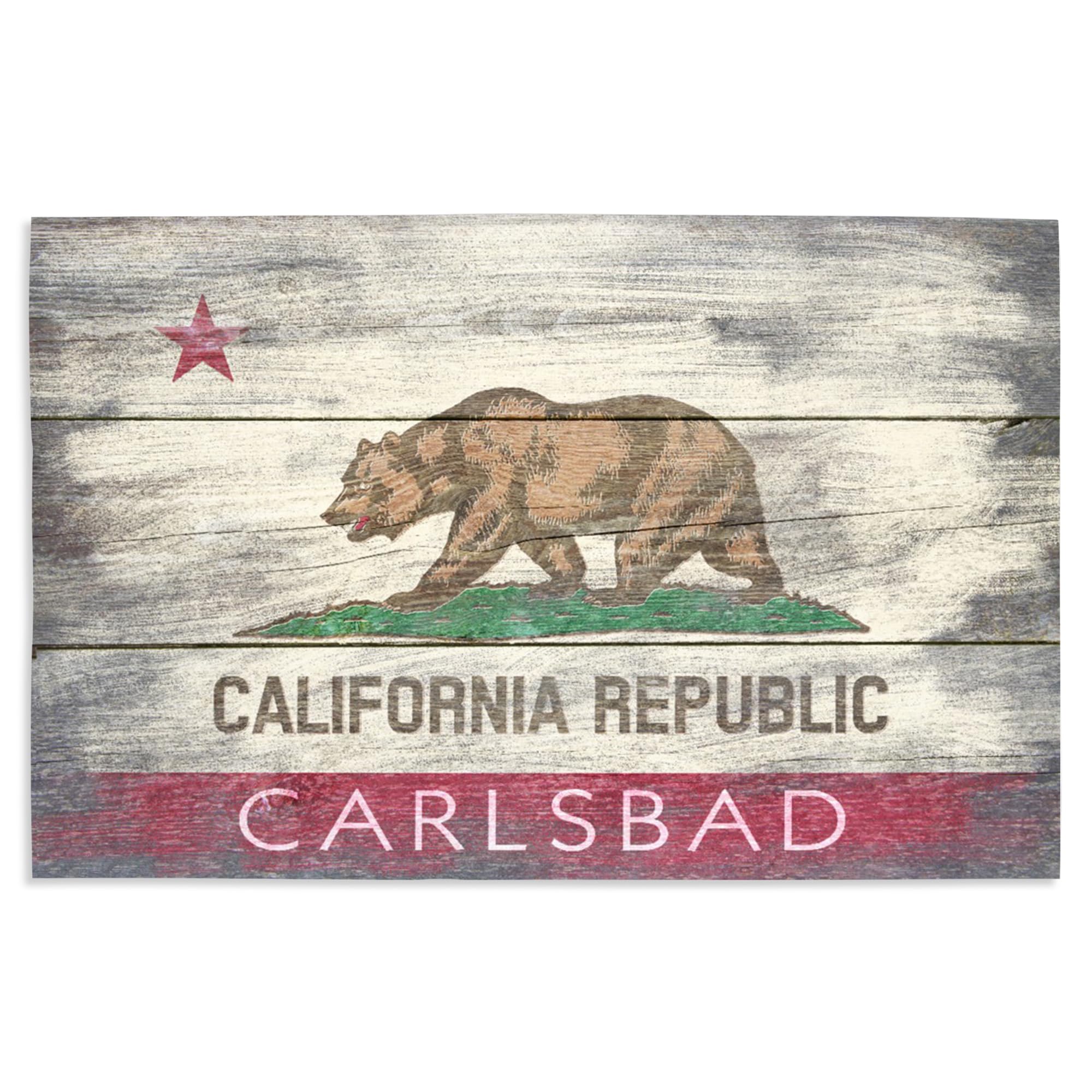 Lantern Press 16x24 Inch Giclee Art Print - Rustic California State Flag Wall Decor with Carlsbad Landscape | Perfect for Home, Office & Cabin Decoration