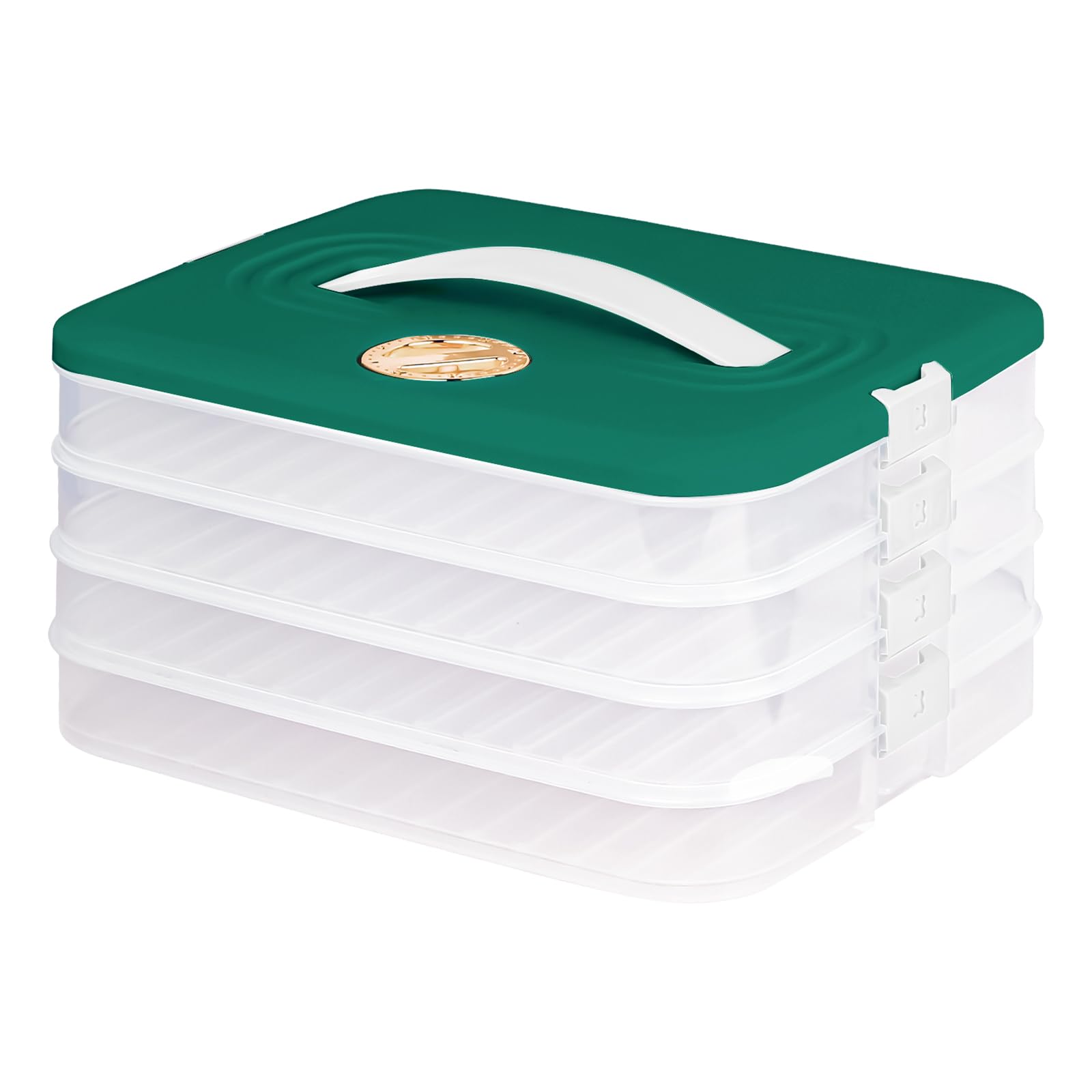 Liatinbo 4-Layer Stackable Cookie Carrier with Lid & Handle - Portable Dessert Container for Cookies, Dumplings, Cupcakes & Pastries - Food Storage & Transport Solution (Blue) - Perfect for Parties, Picnics & Baking Events