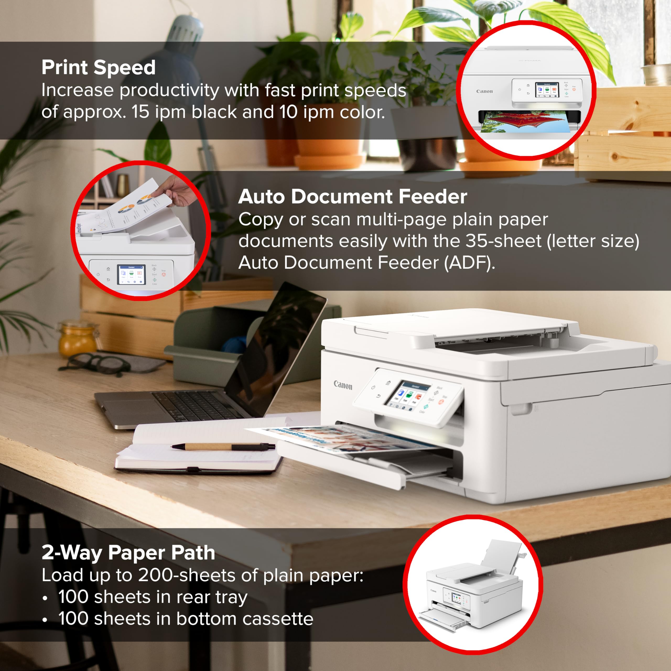 Canon PIXMA TR7820 Wireless All-in-One Printer for Home - Print, Scan, Copy & Fax | Ideal for Home Office, School Projects & Small Business Use