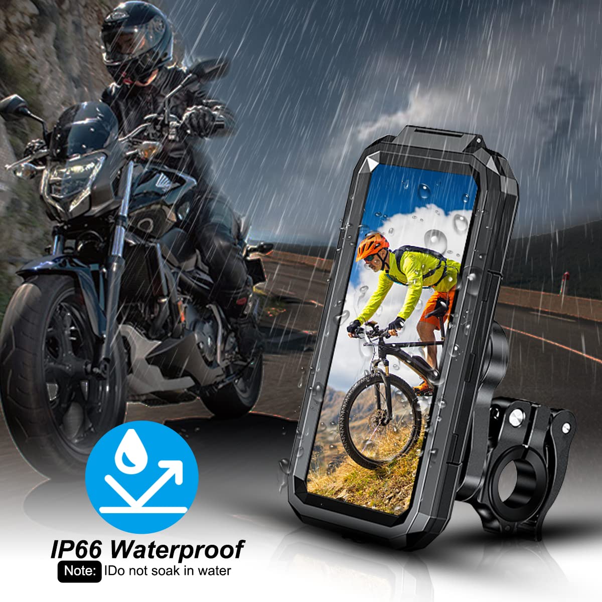 Universal Waterproof Bike Phone Mount - 360° Rotatable Anti-Vibration Bicycle Smartphone Holder with Touchscreen Compatibility for 5.5-6.8 Inch Phones (Large, Black) | Perfect for Cycling, Commuting & Outdoor Adventures
